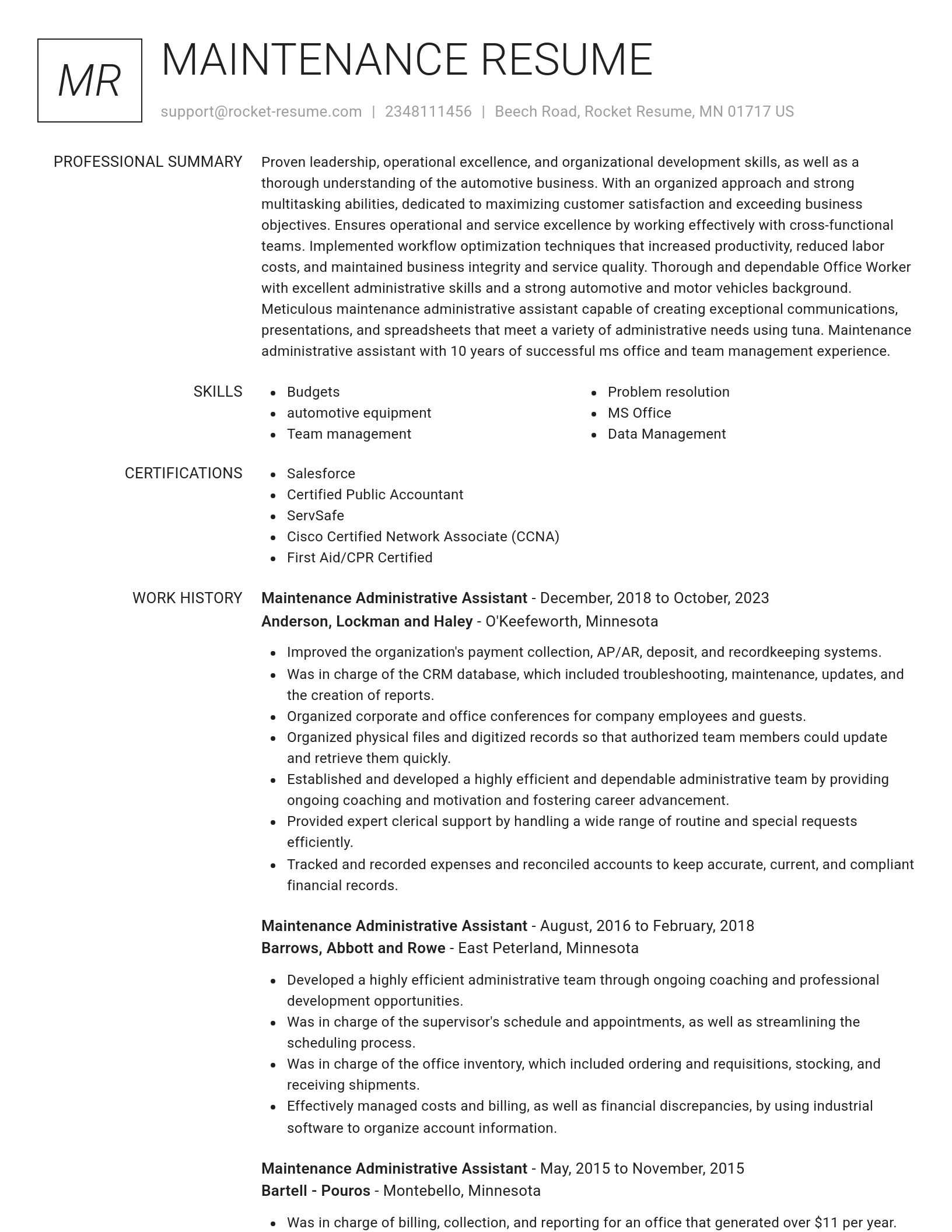 Renowned resume template