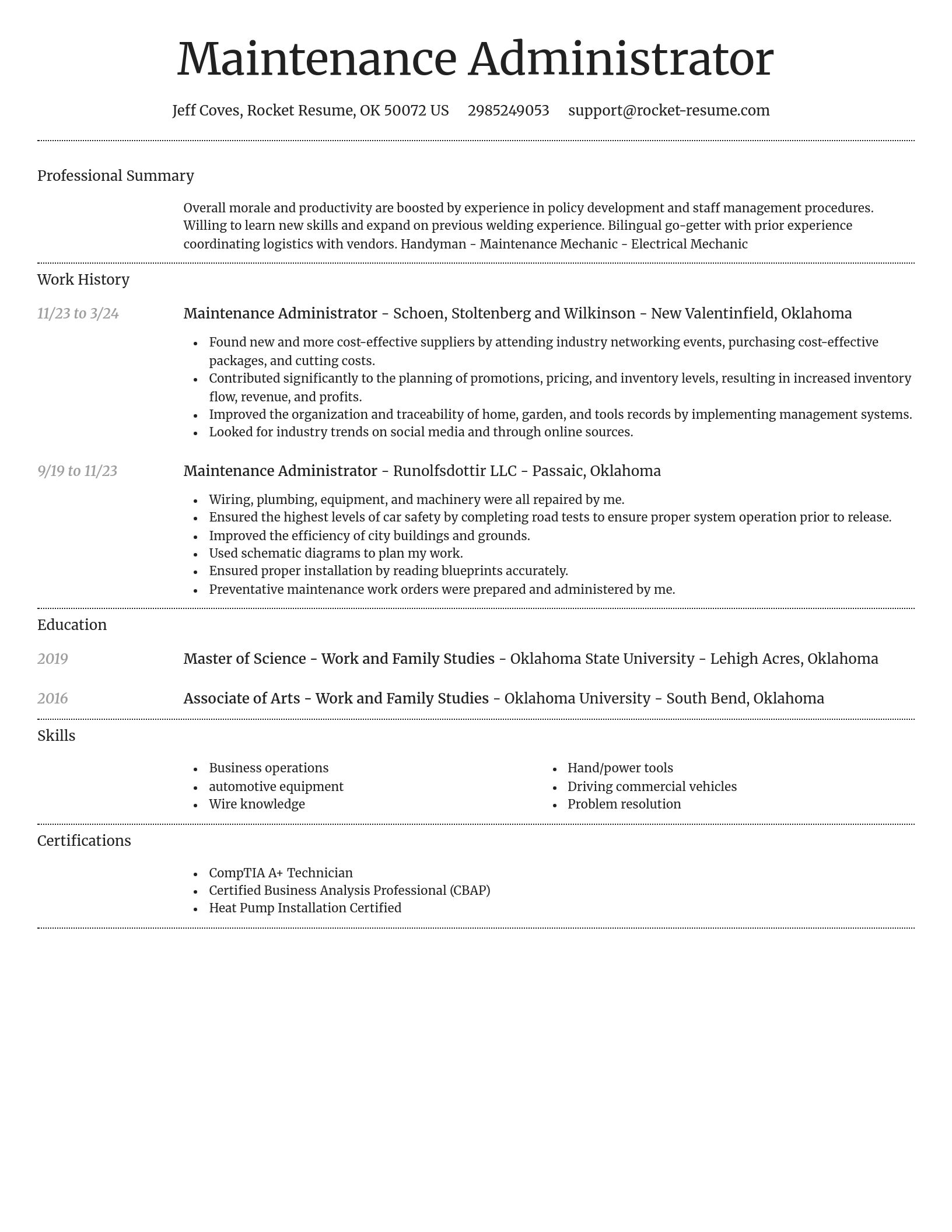 Dignified resume template