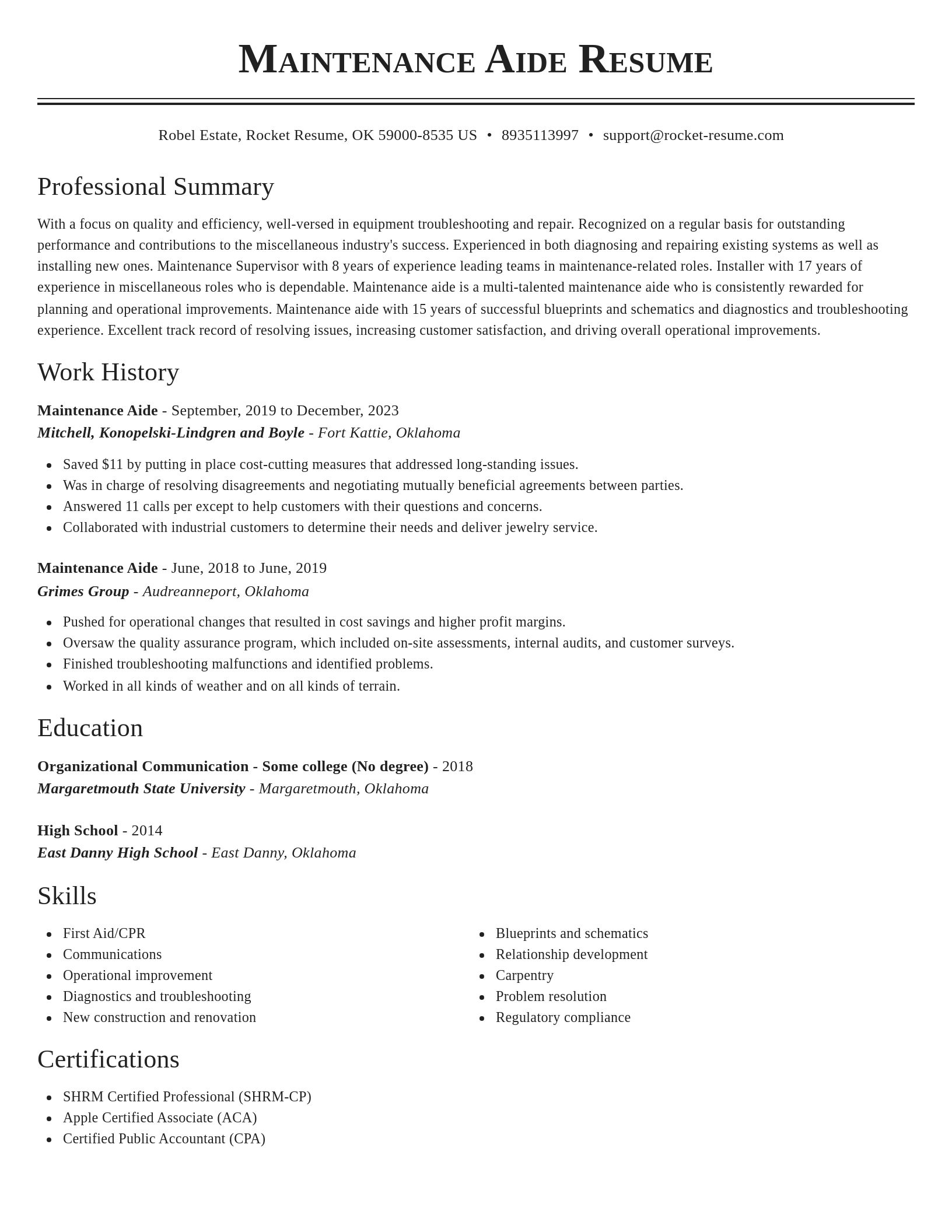 Classic resume template