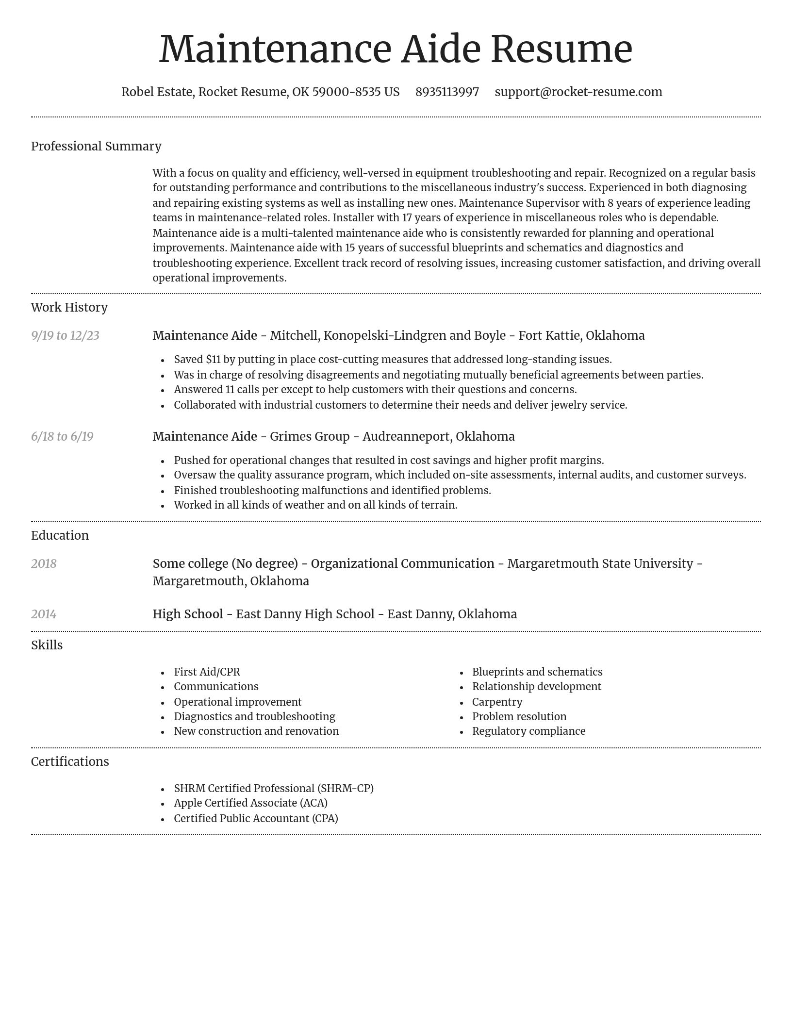 Dignified resume template