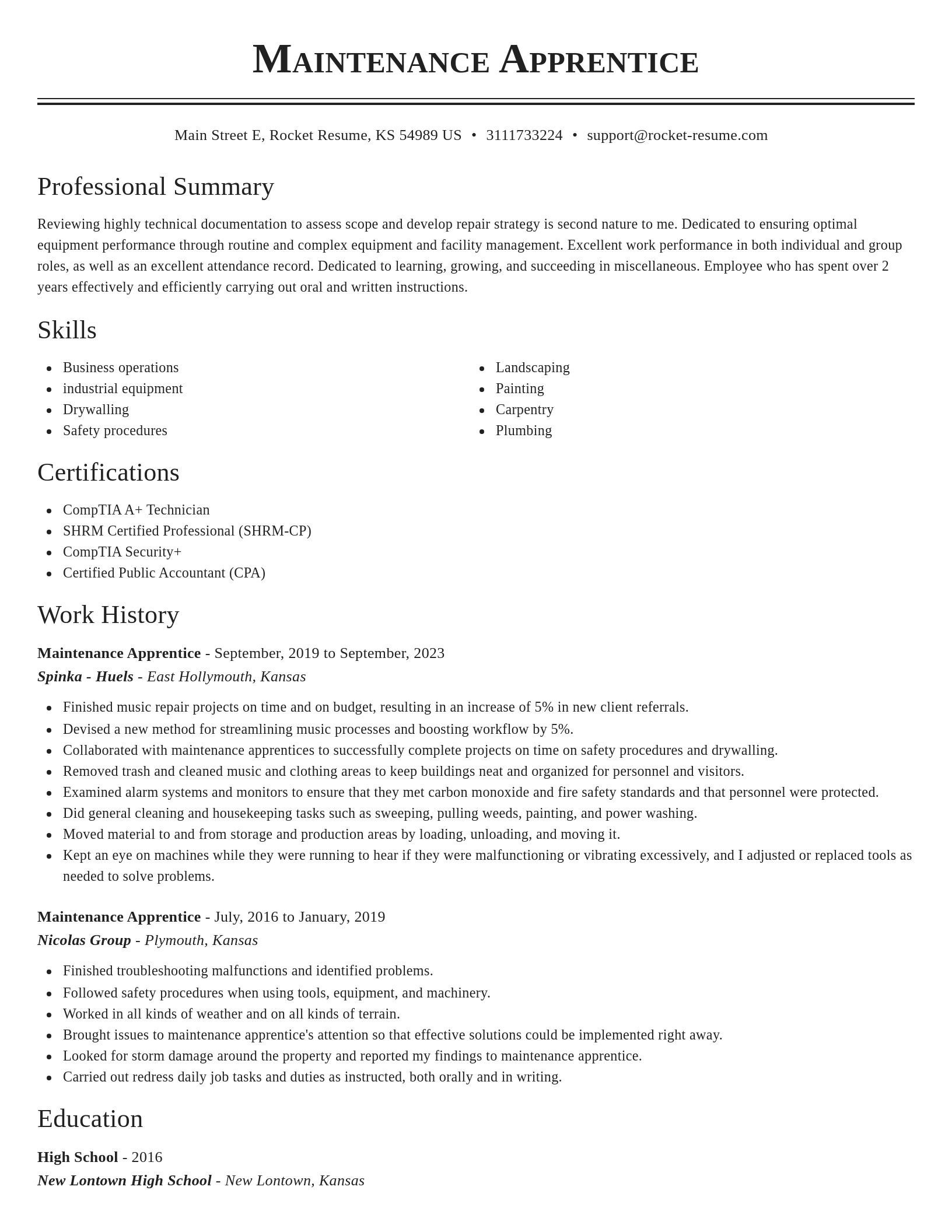 Classic resume template