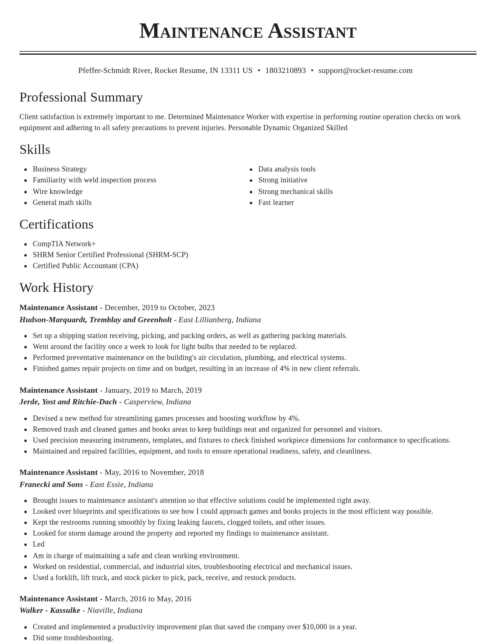 Classic resume template