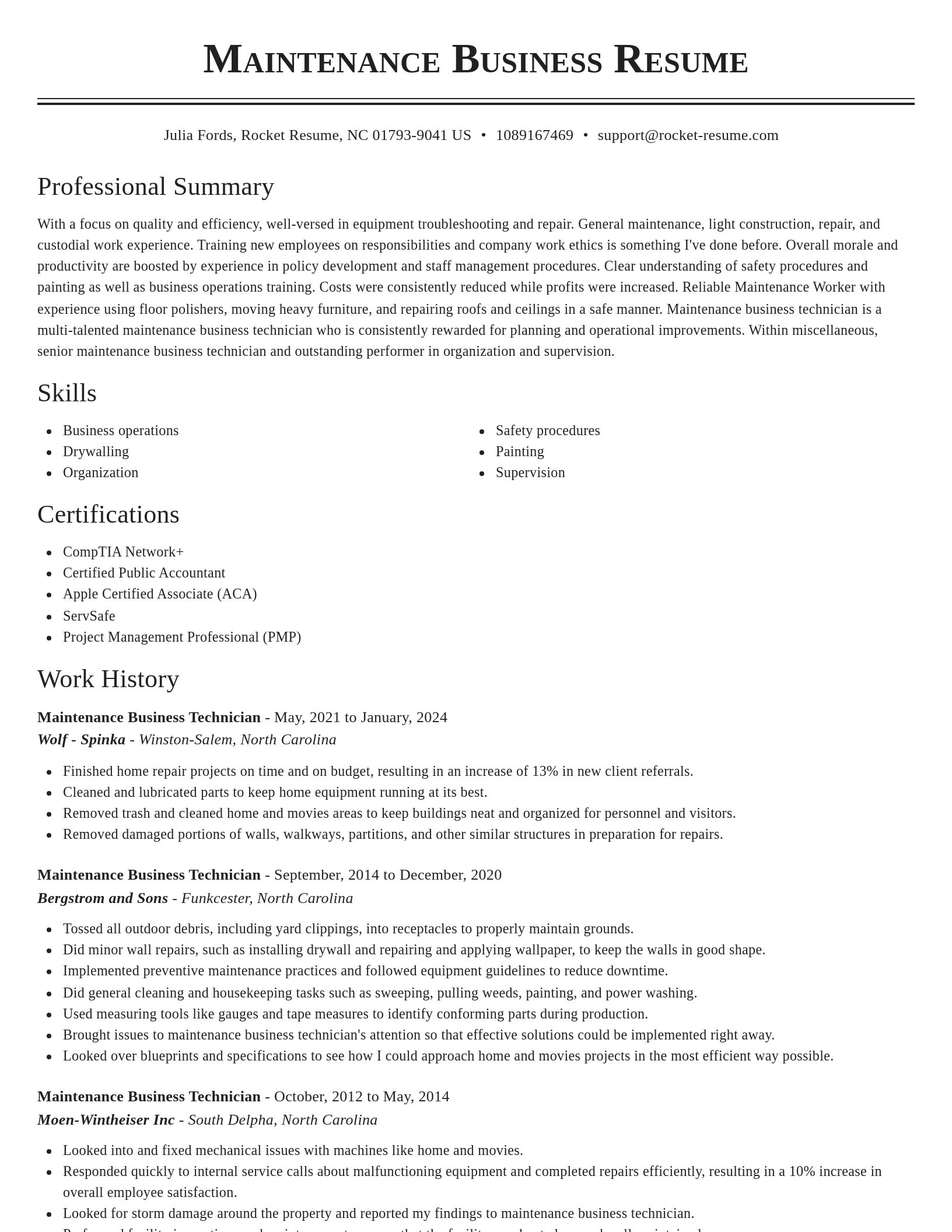 Classic resume template