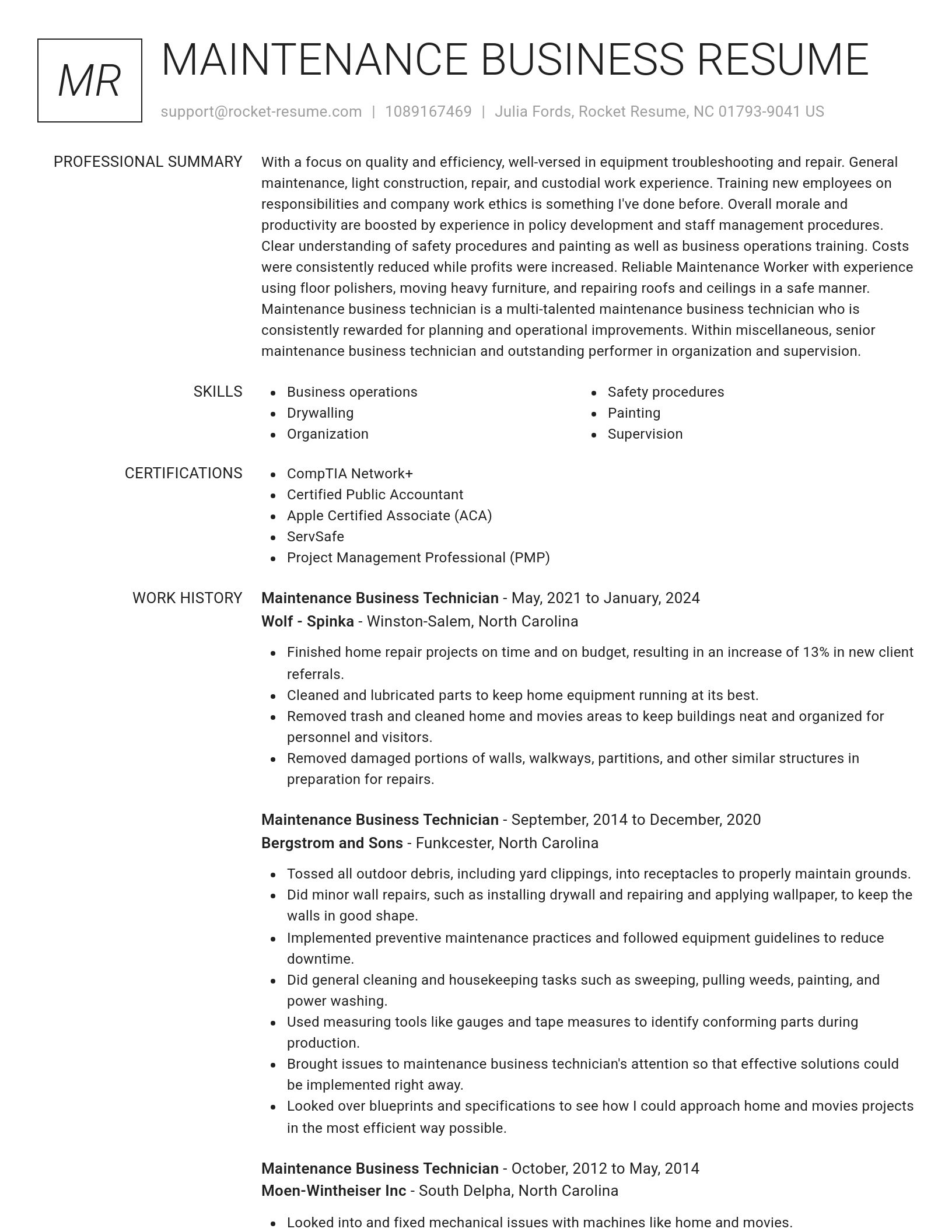 Renowned resume template