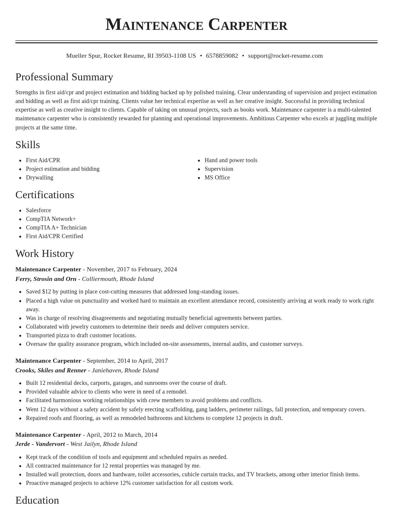 Classic resume template