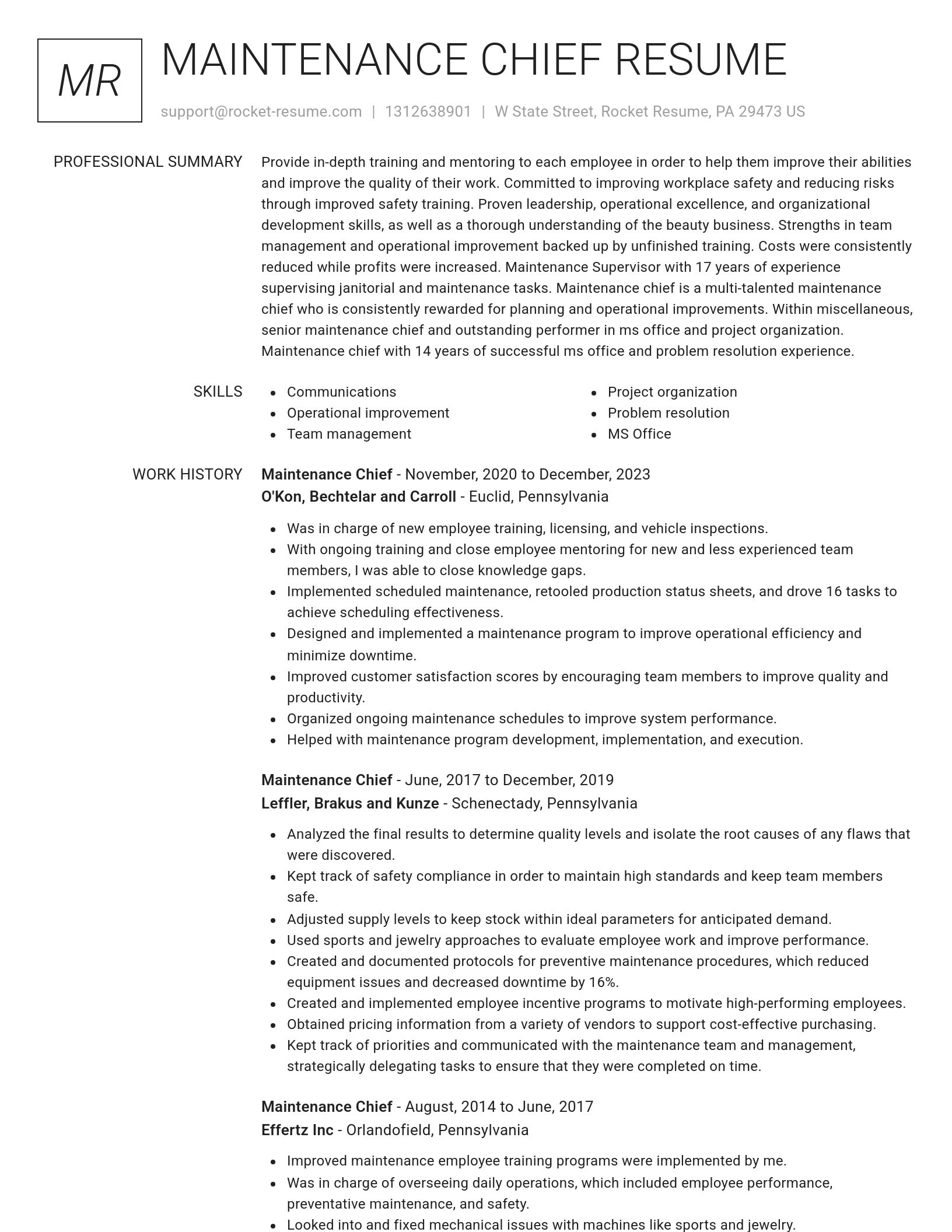 Renowned resume template