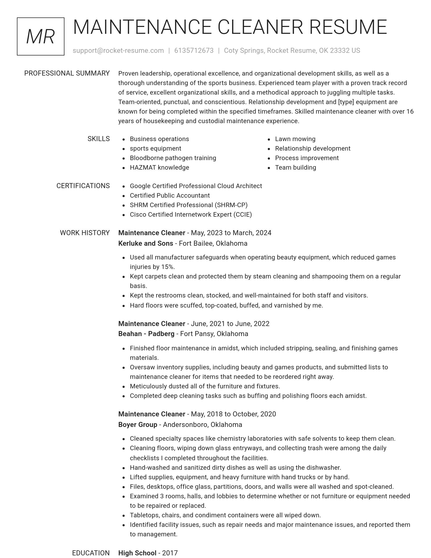 Renowned resume template