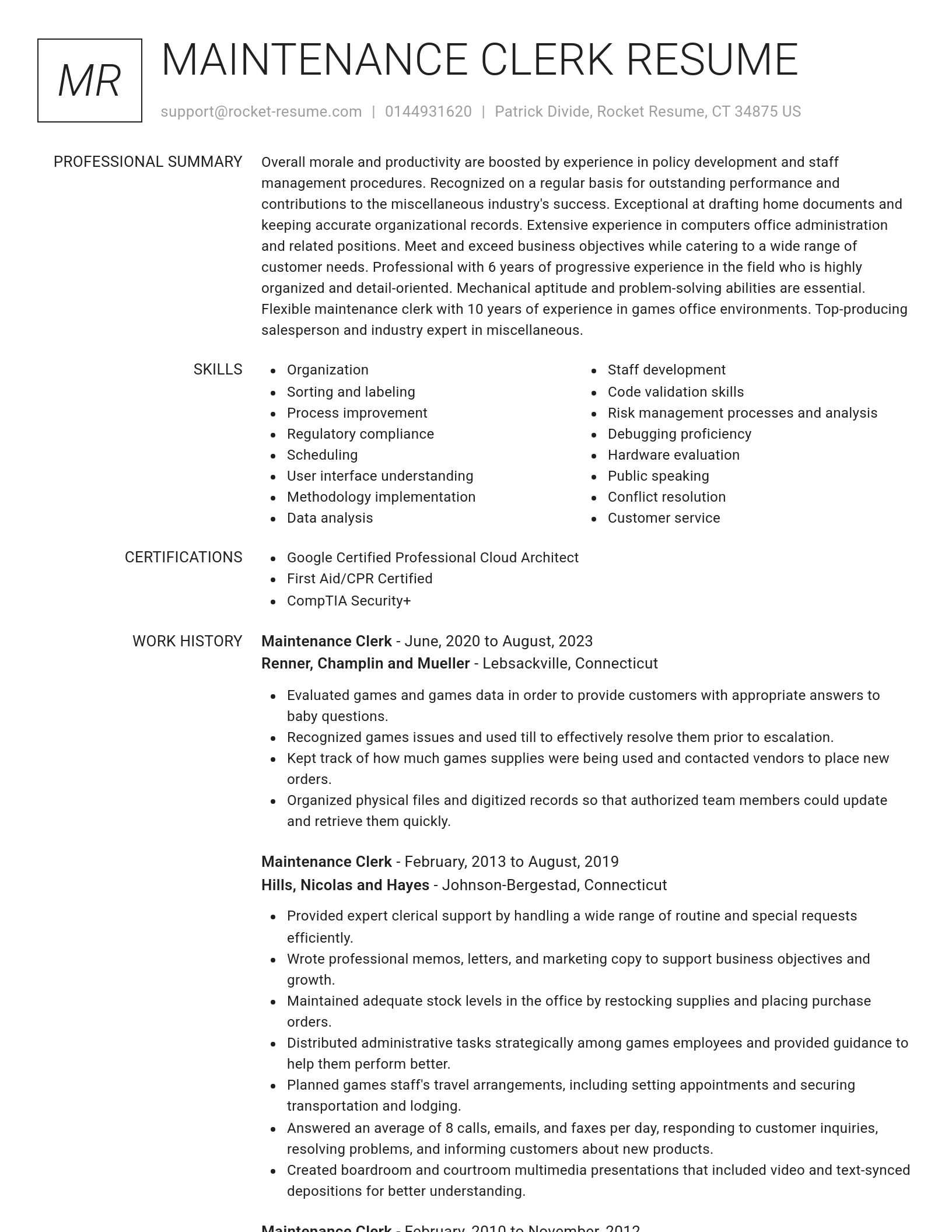 Renowned resume template