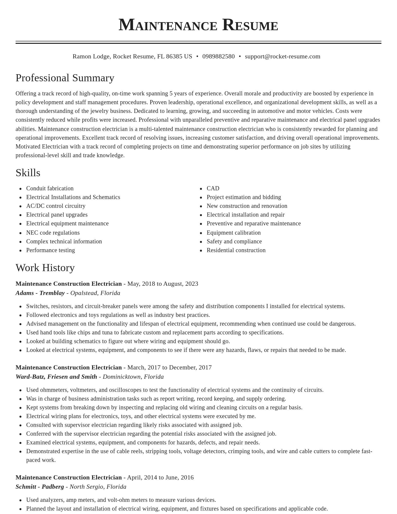 Classic resume template