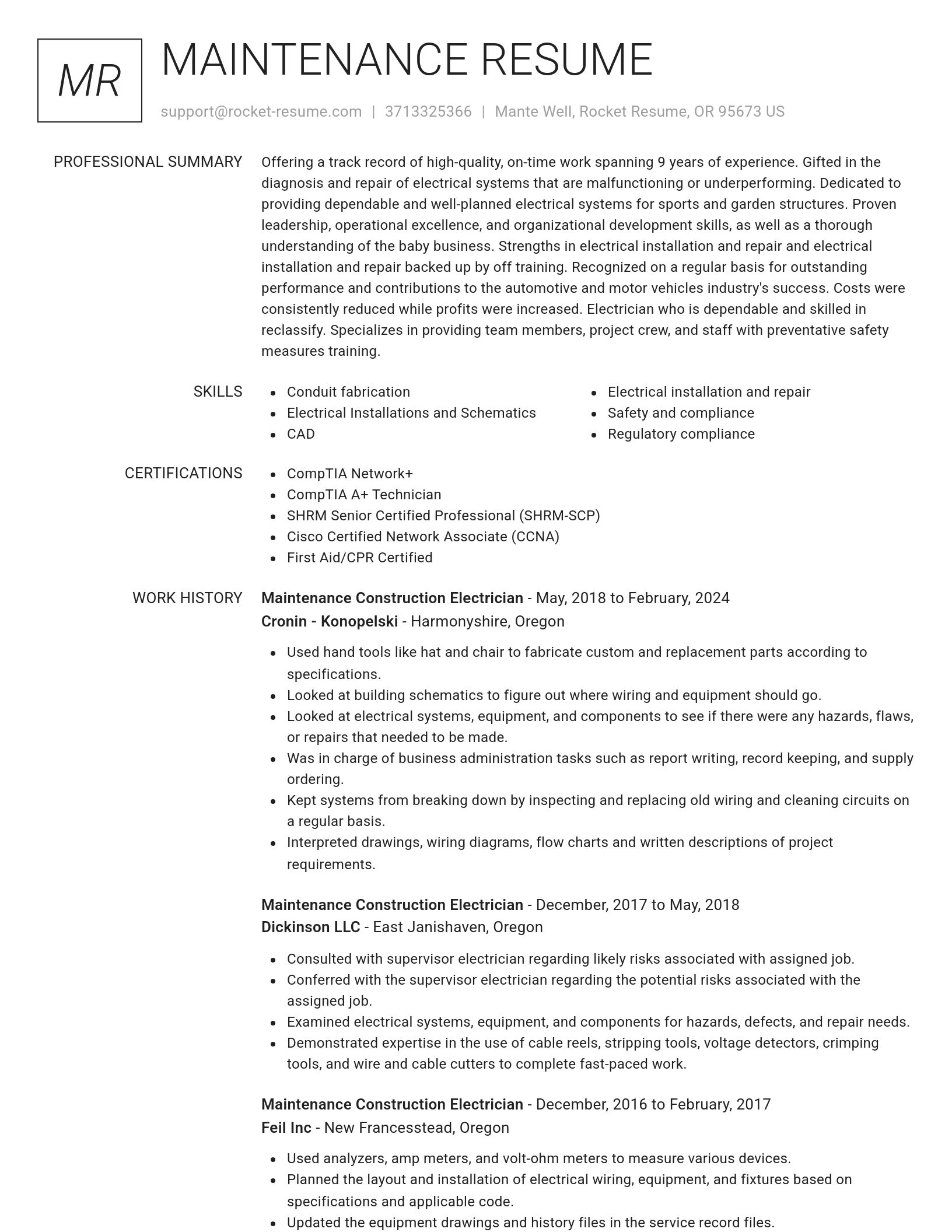 Renowned resume template