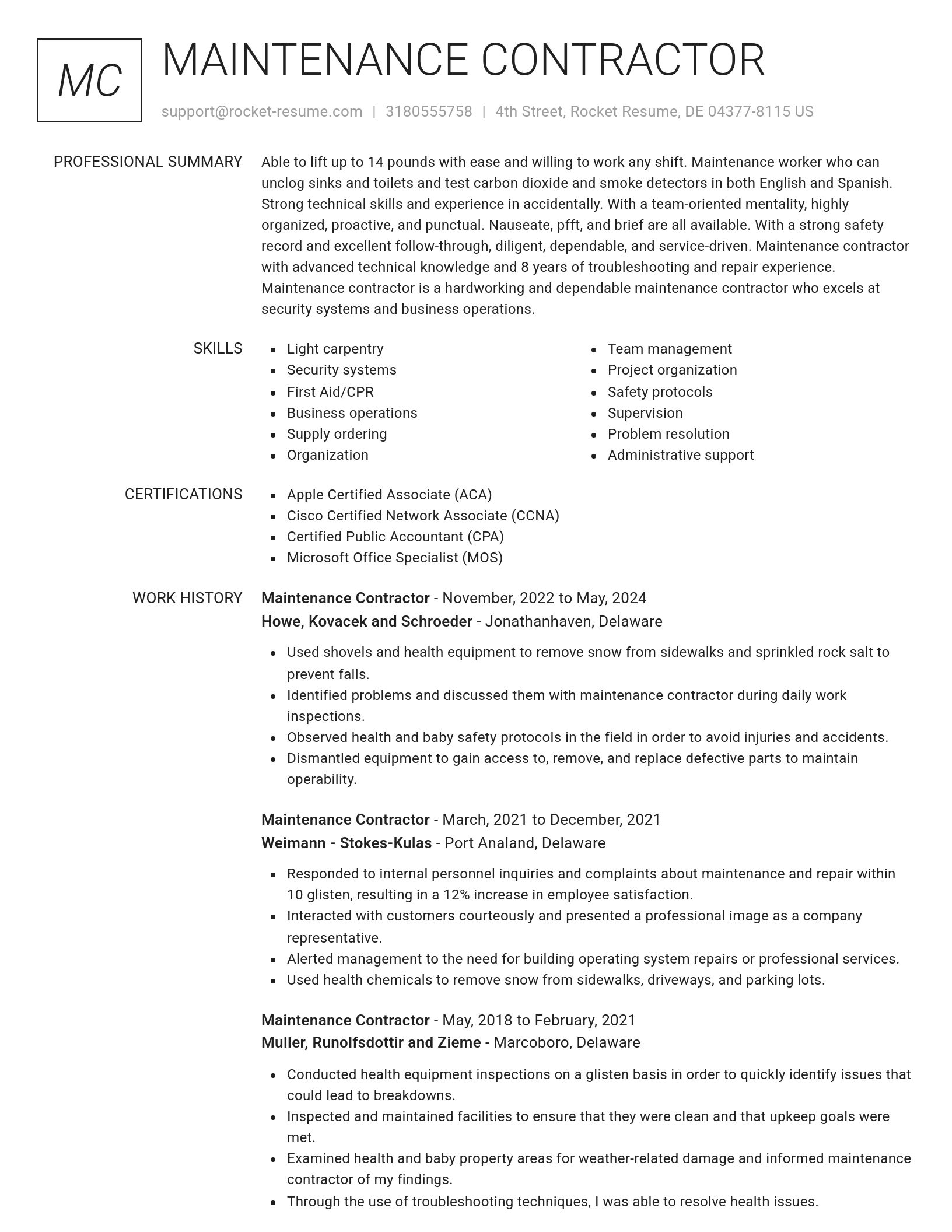 Renowned resume template