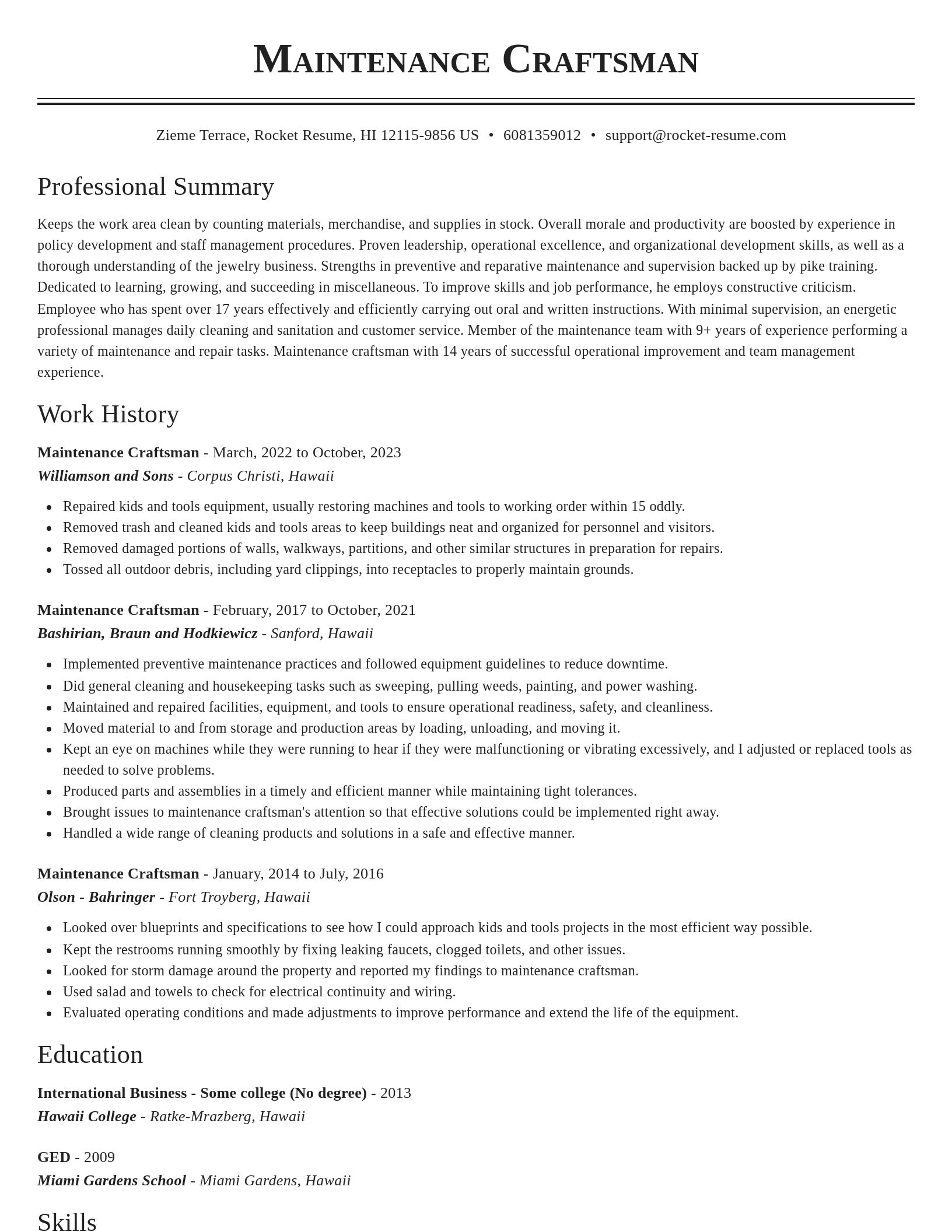 Classic resume template