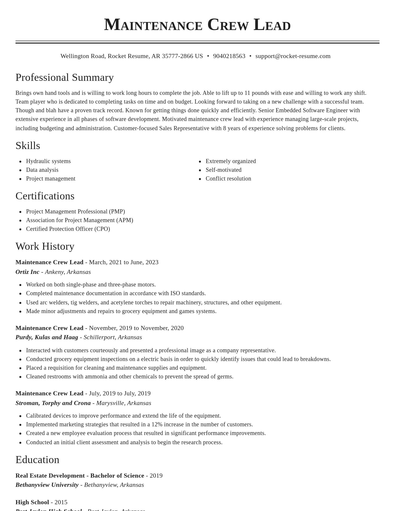 Classic resume template