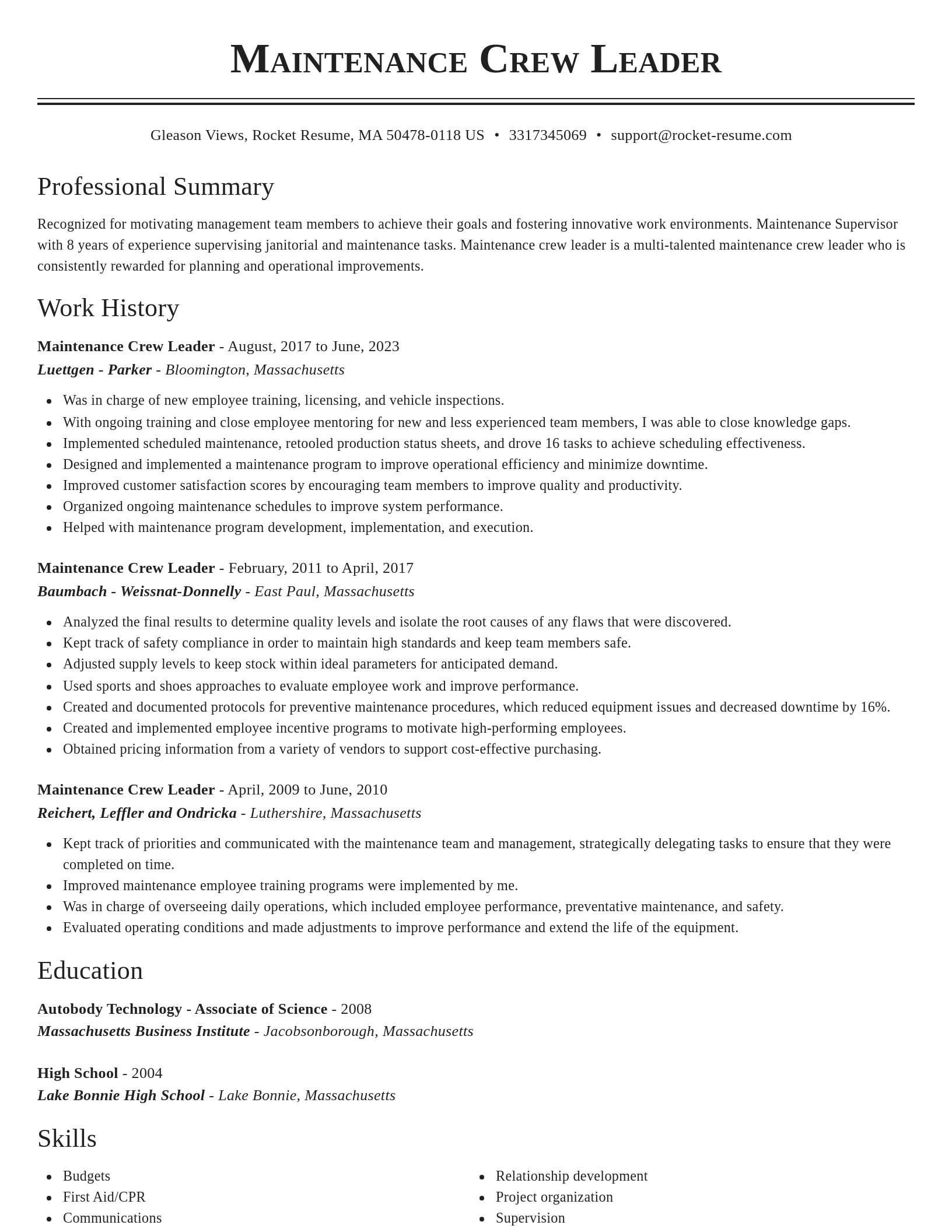 Classic resume template