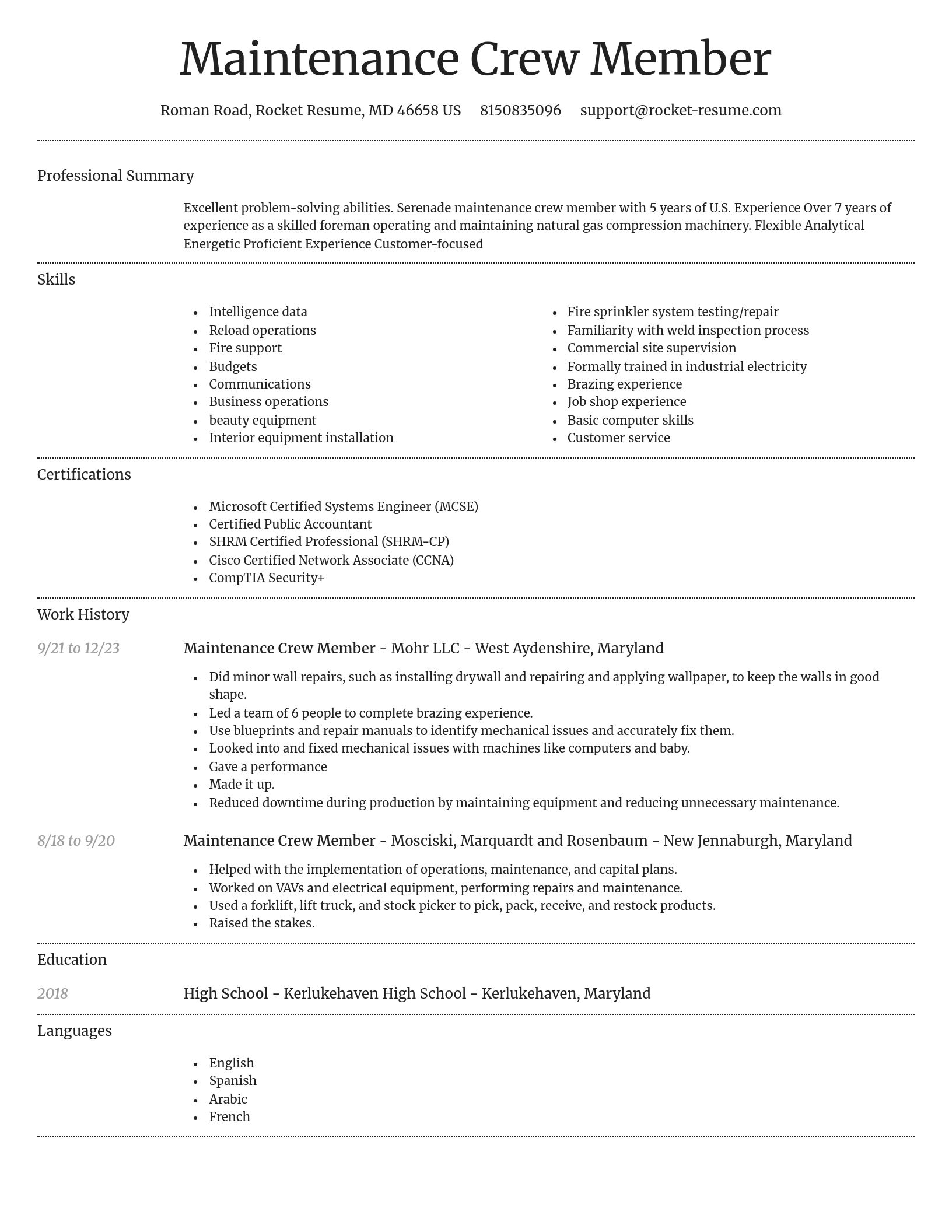 Dignified resume template