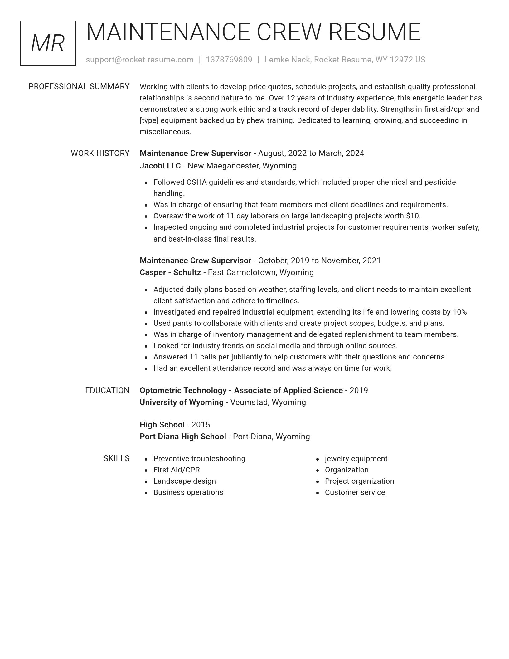 Renowned resume template