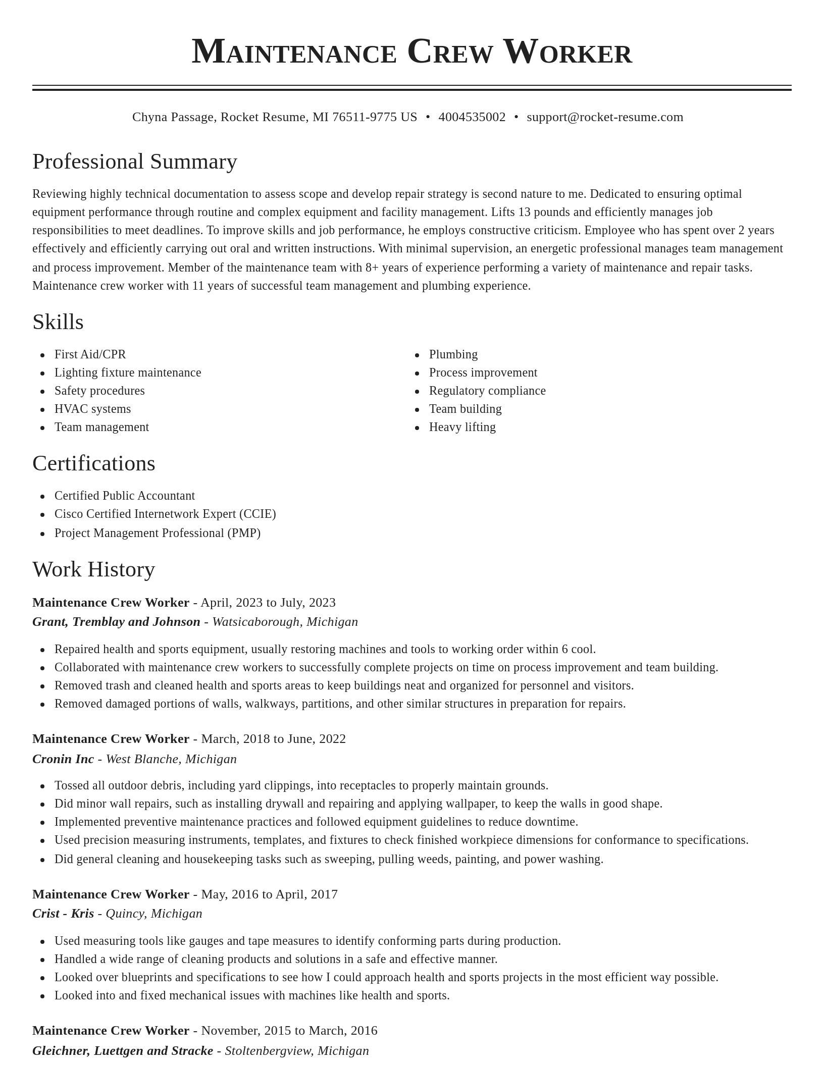 Classic resume template