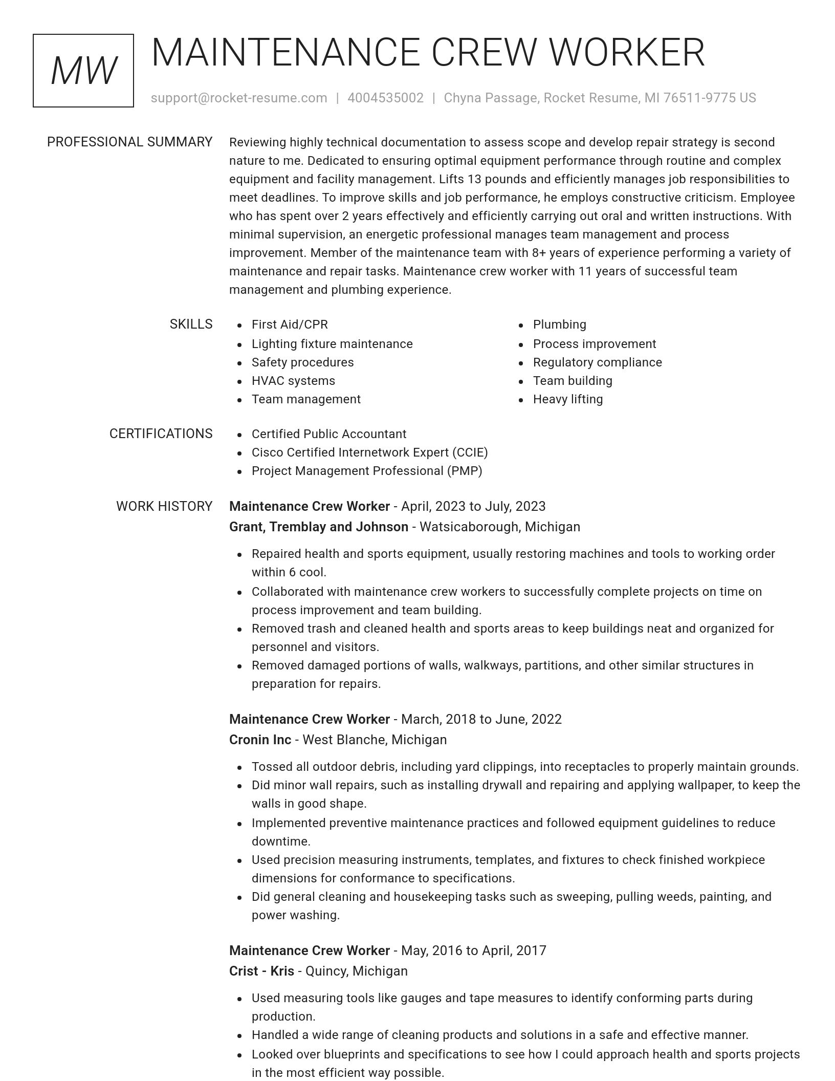 Renowned resume template