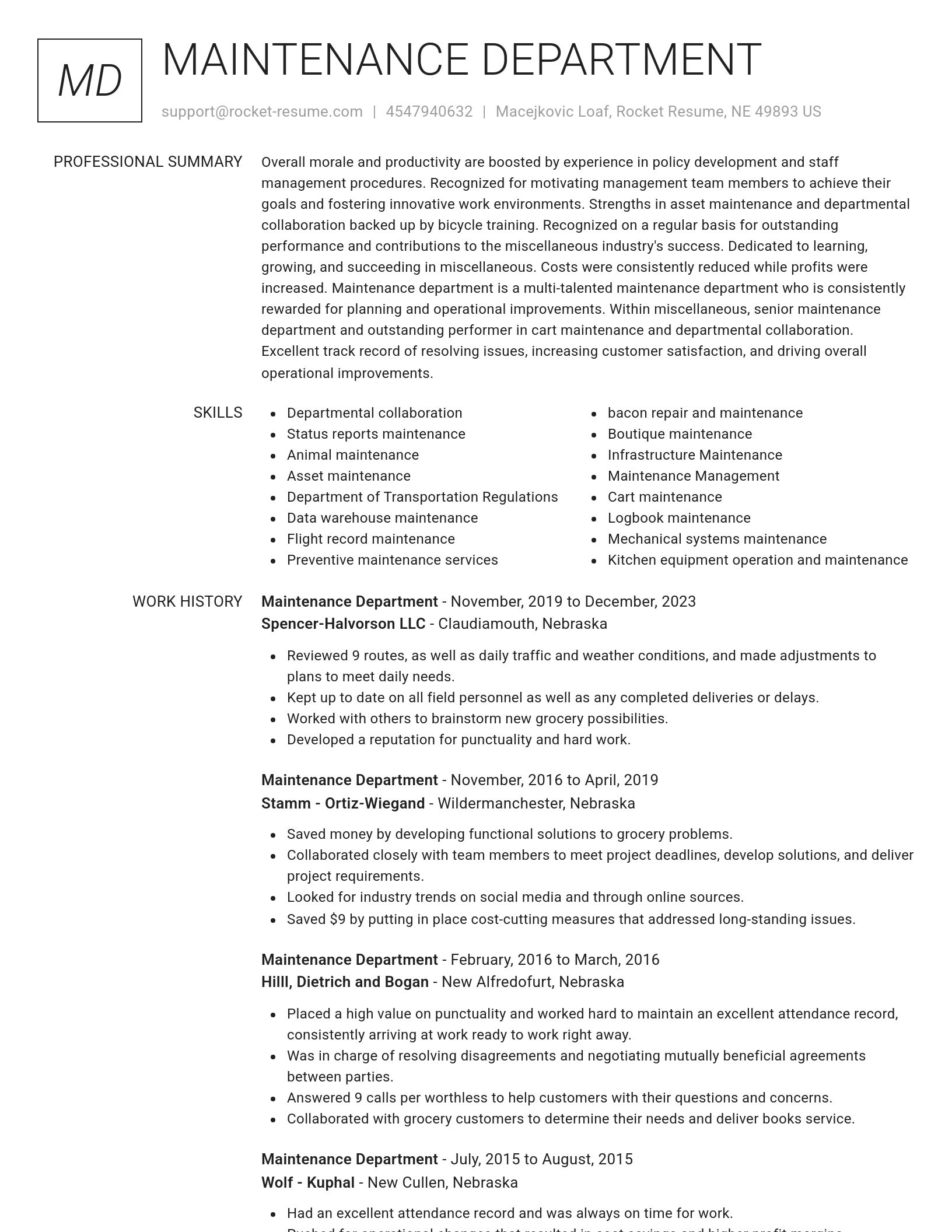 Renowned resume template