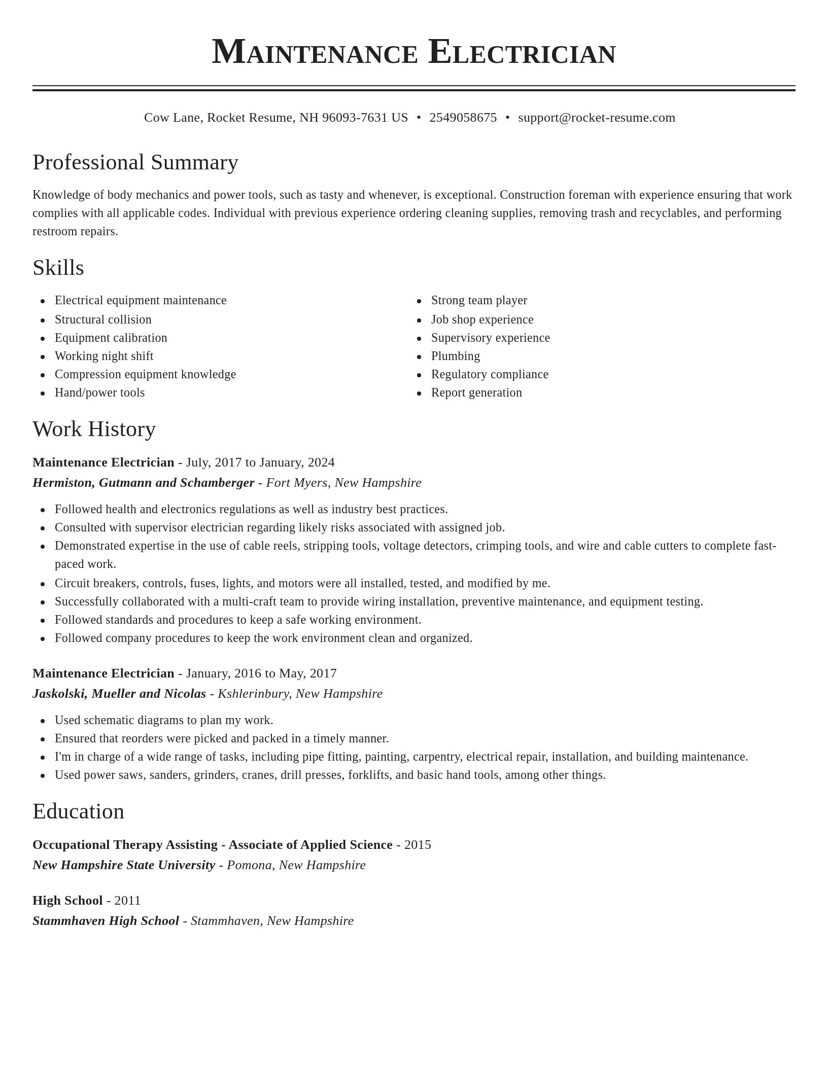 Classic resume template