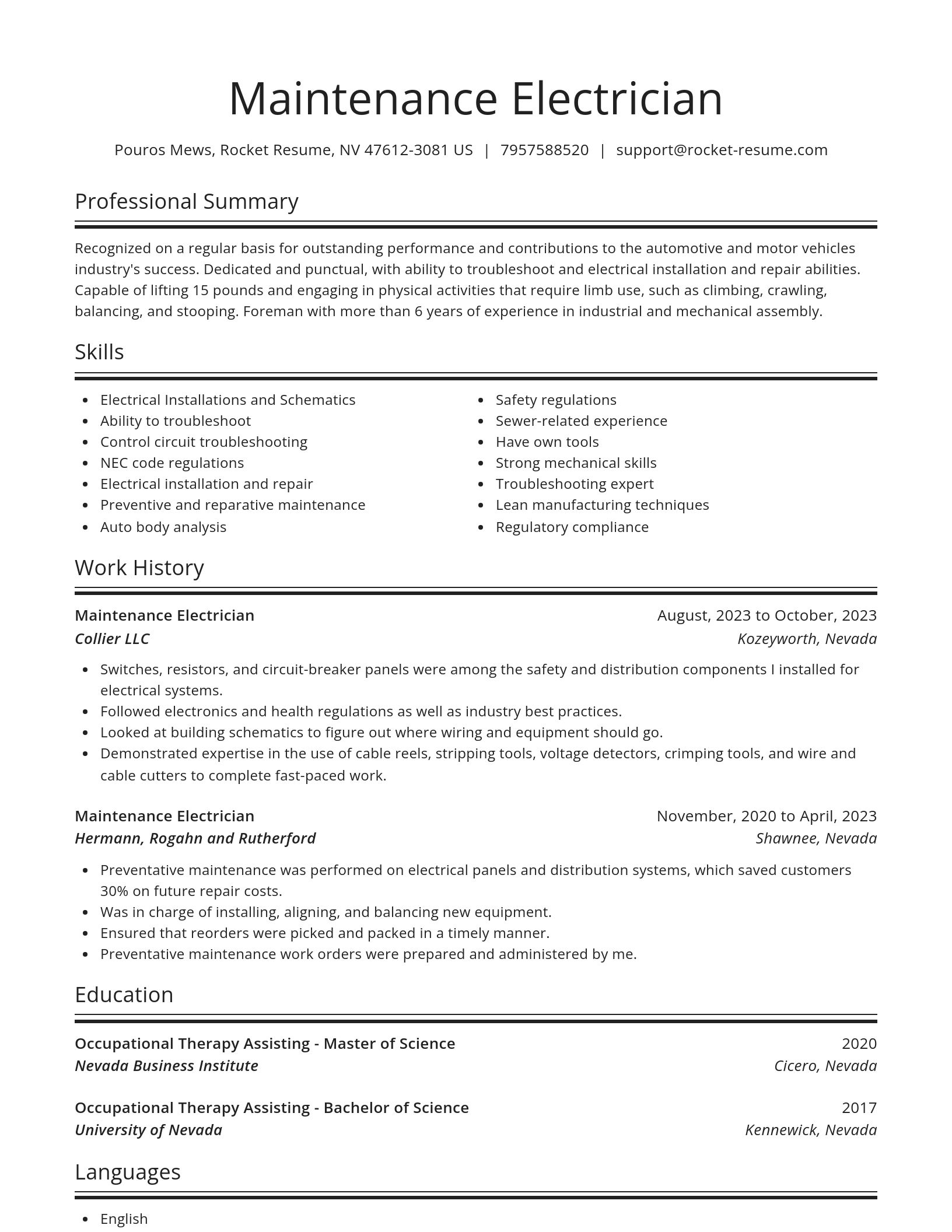 Spotlight resume template