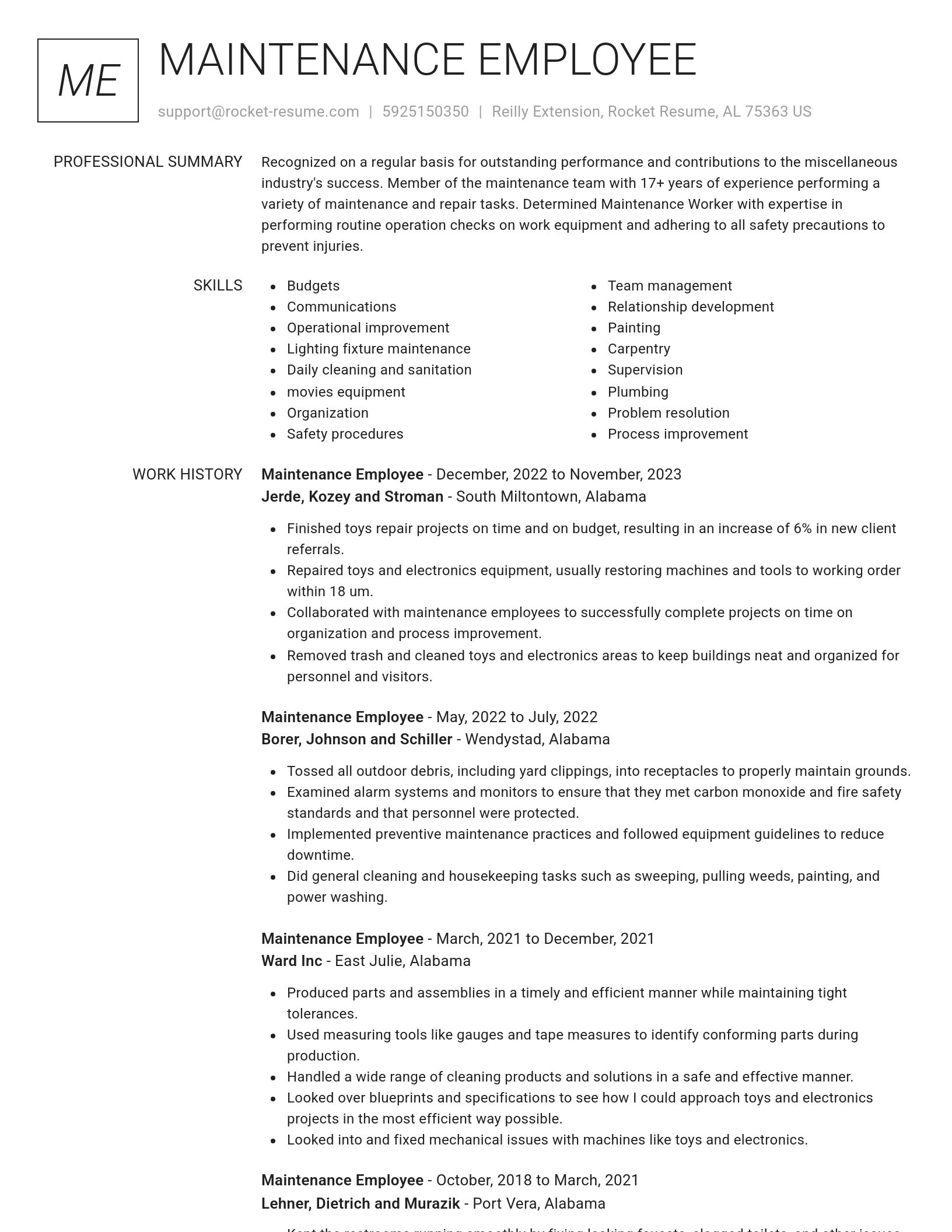Renowned resume template
