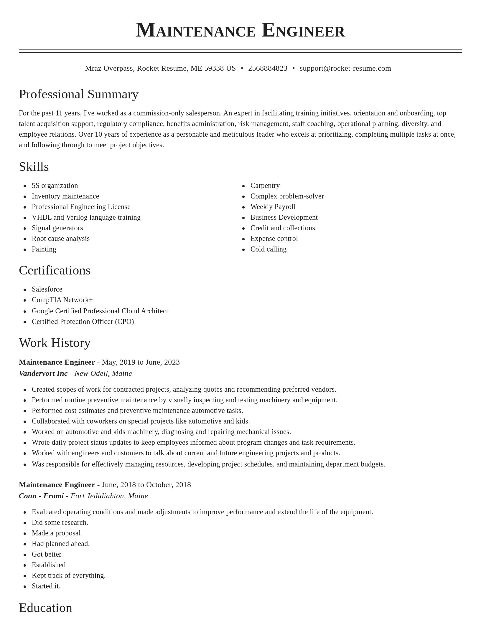Classic resume template