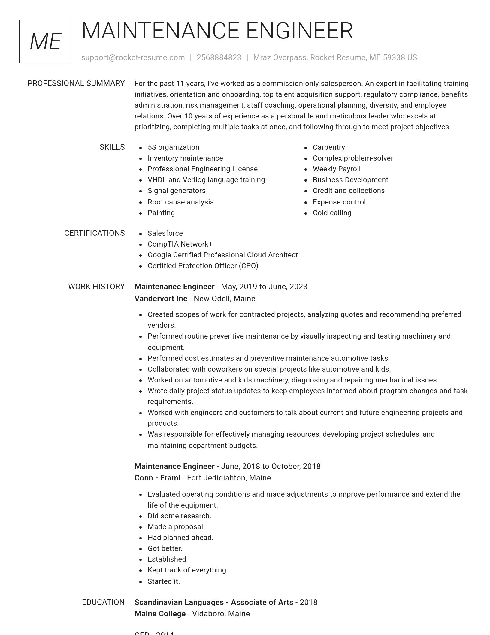 Renowned resume template