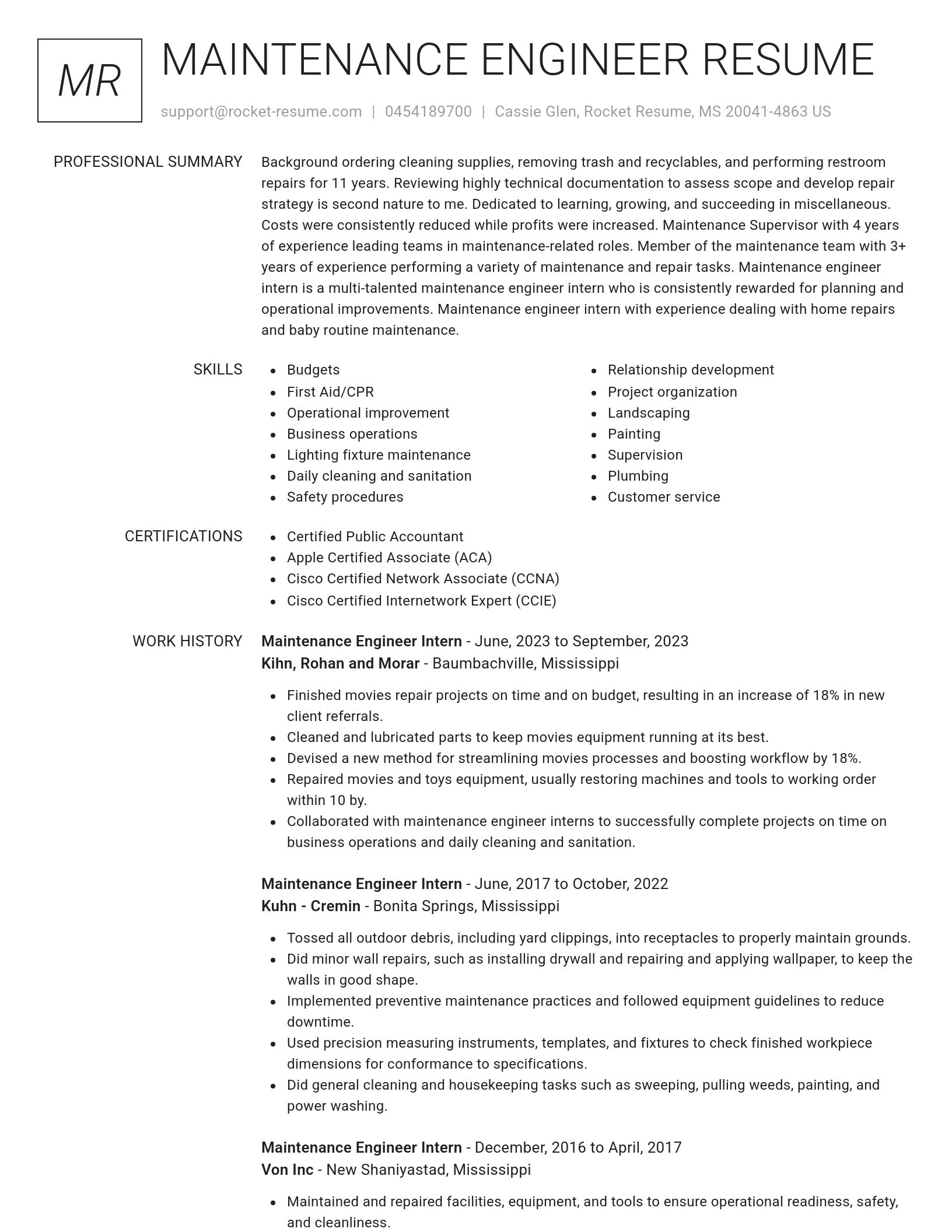 Renowned resume template