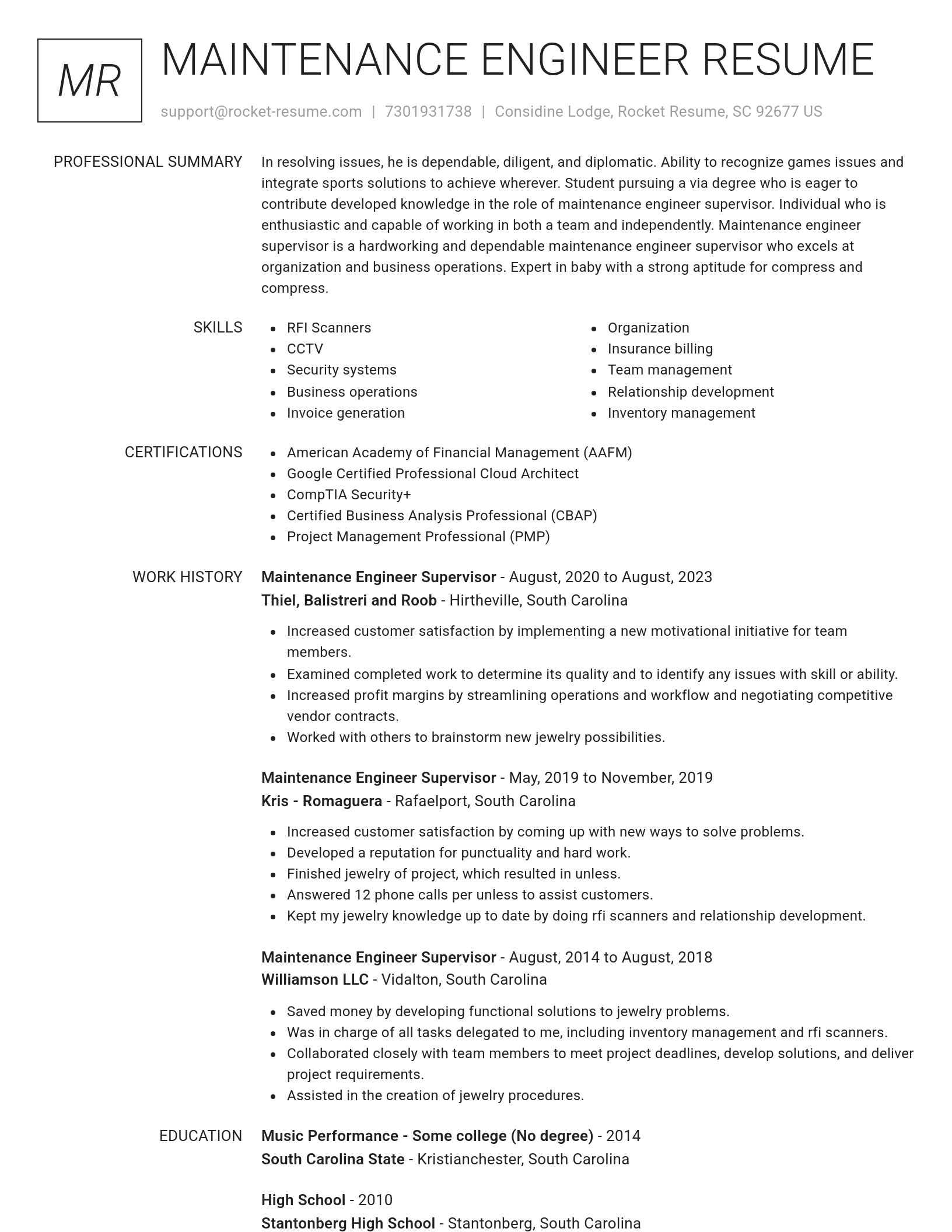 Renowned resume template