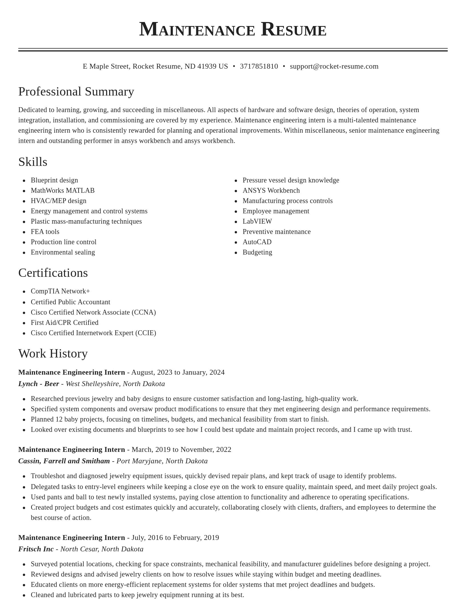 Classic resume template