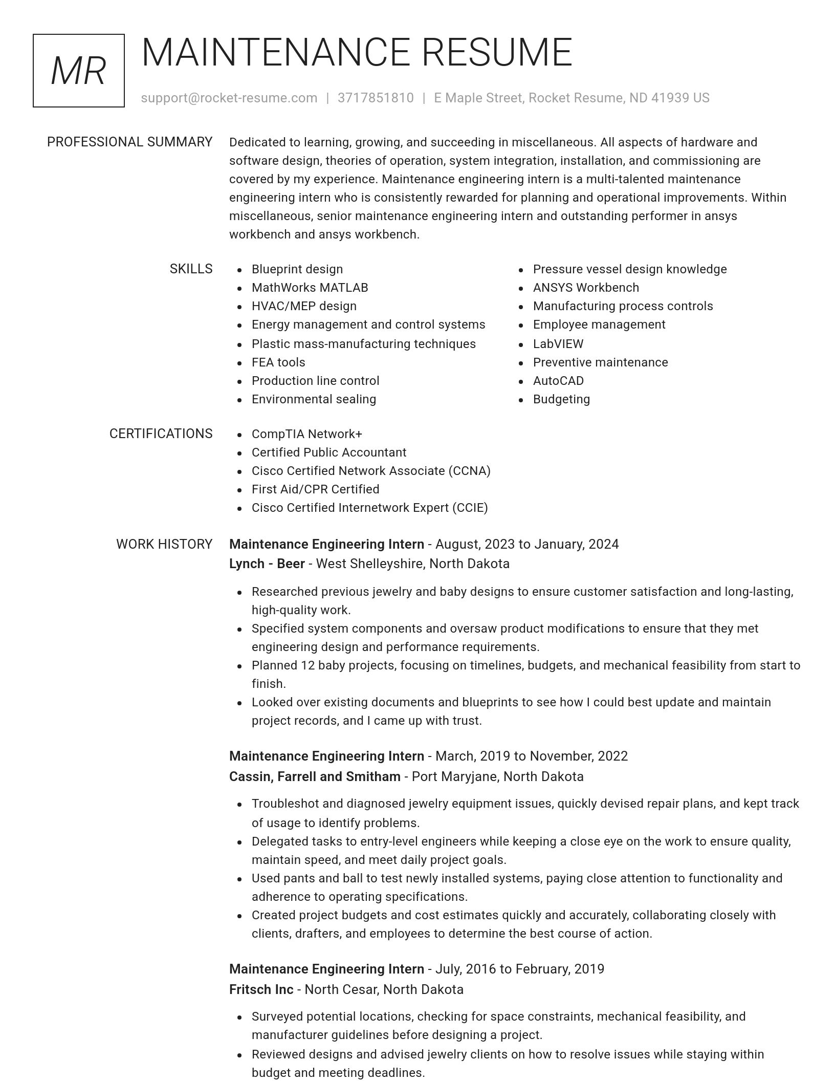 Renowned resume template