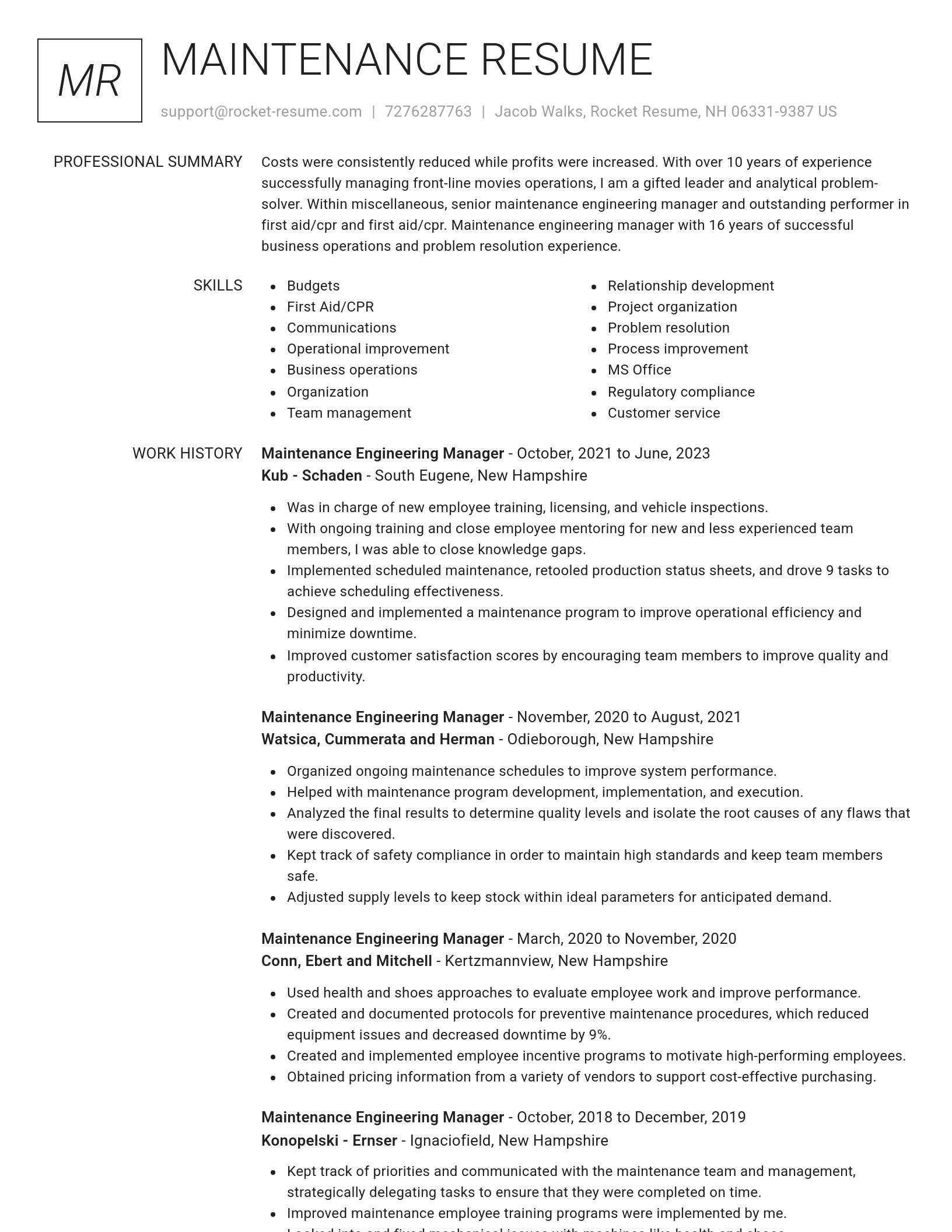Renowned resume template