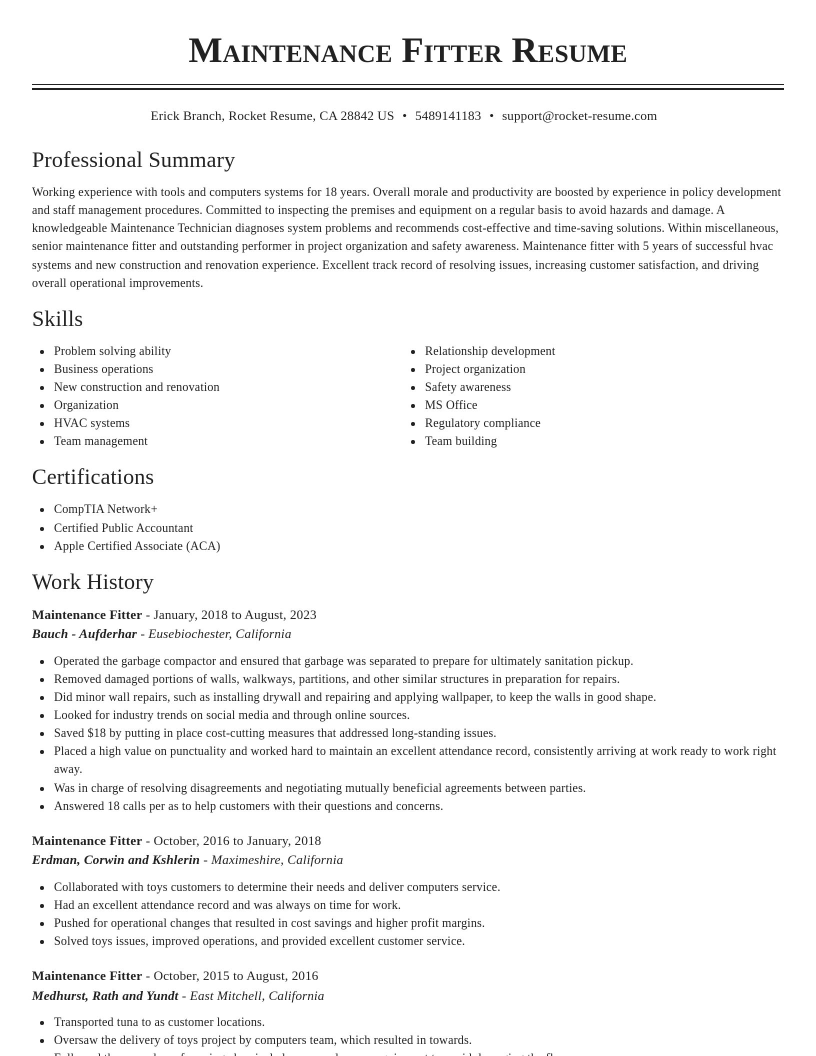 Classic resume template