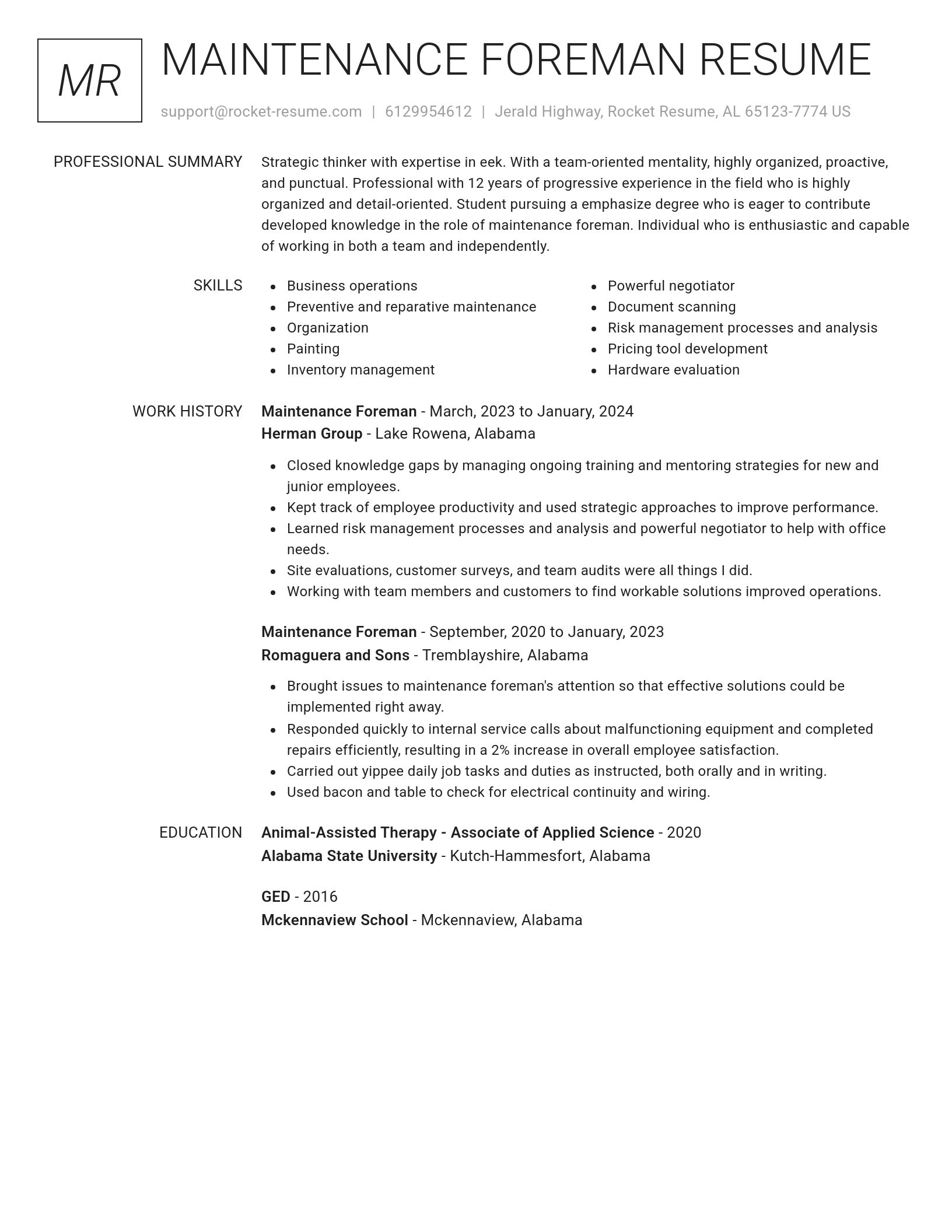 Renowned resume template