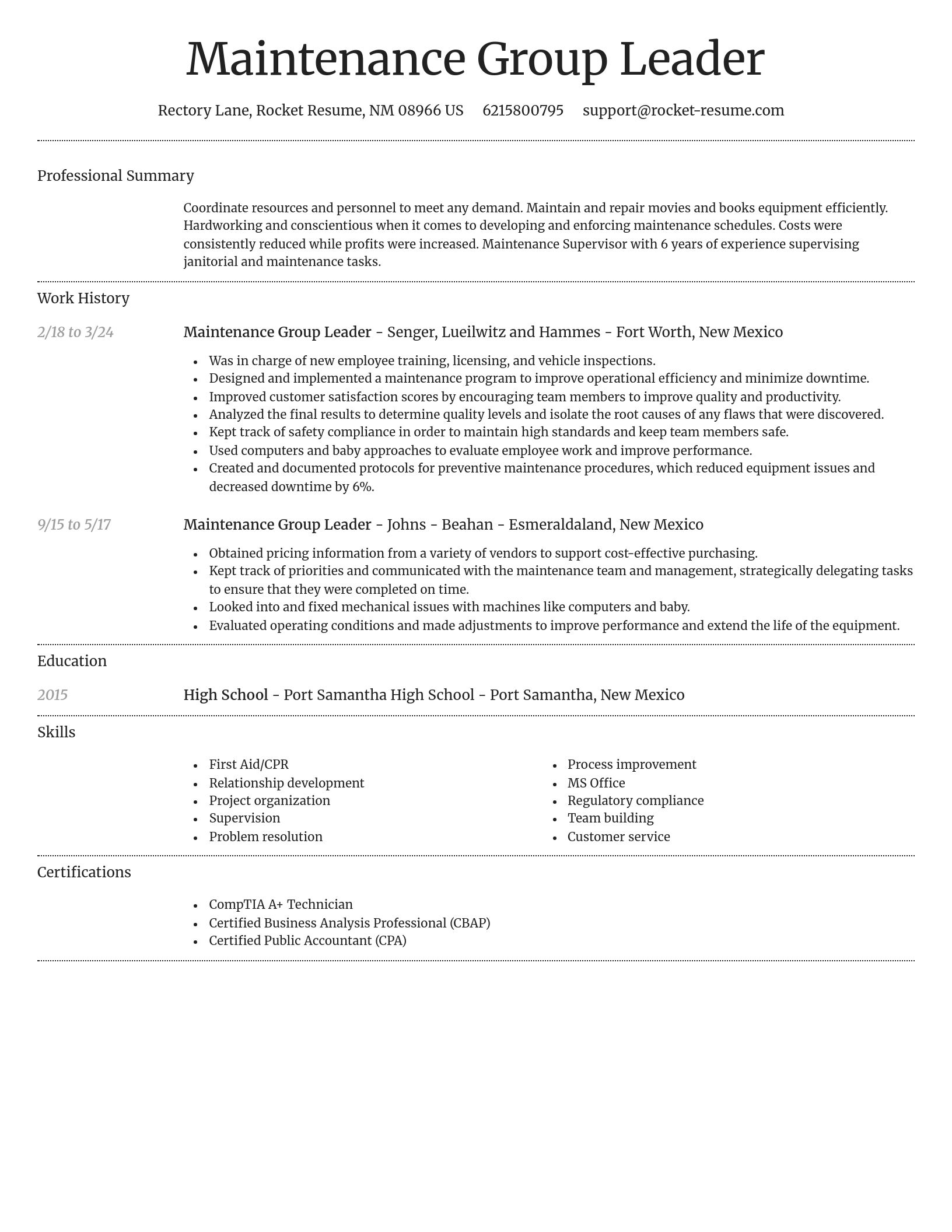 Dignified resume template