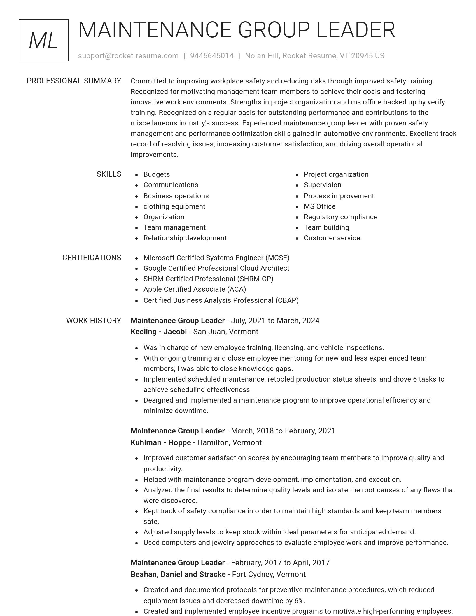 Renowned resume template