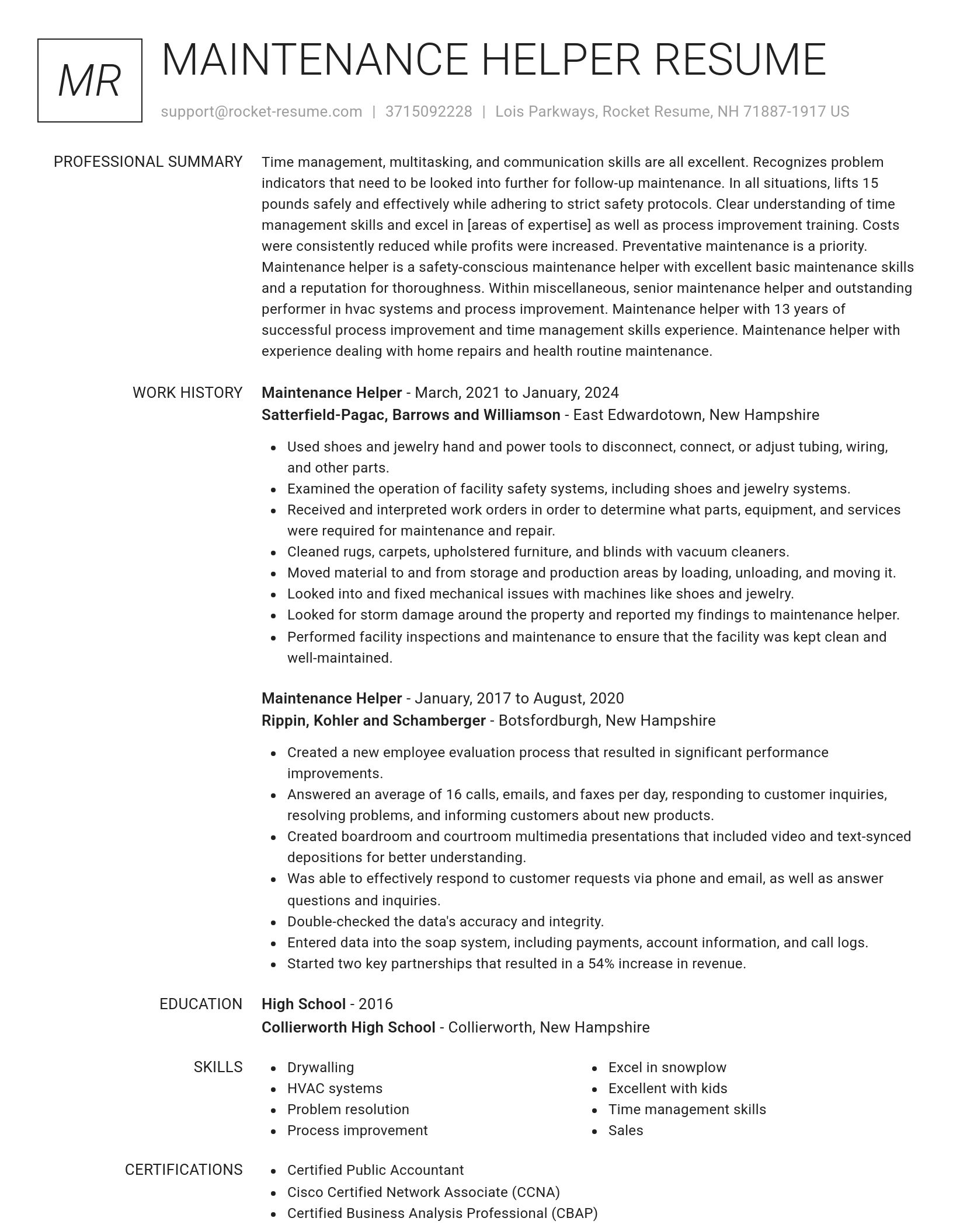 Renowned resume template