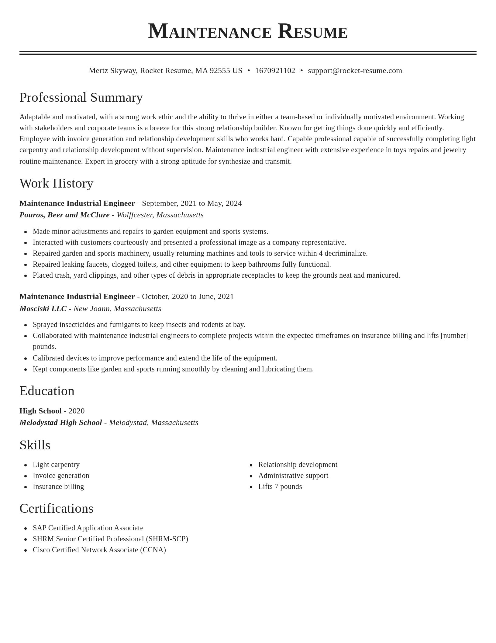Classic resume template