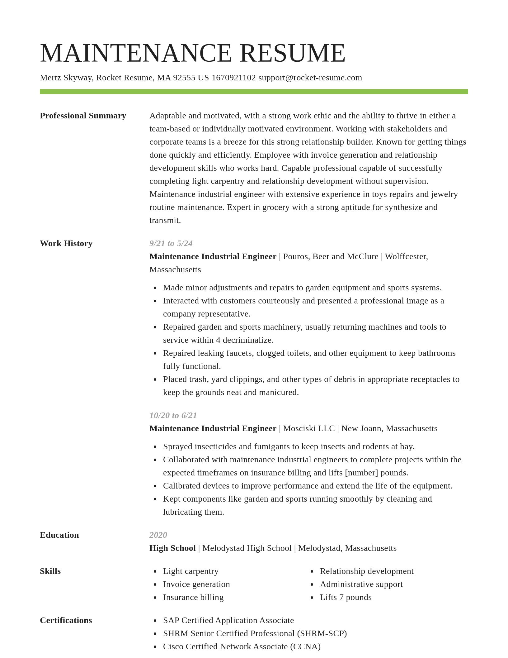 Smart resume template