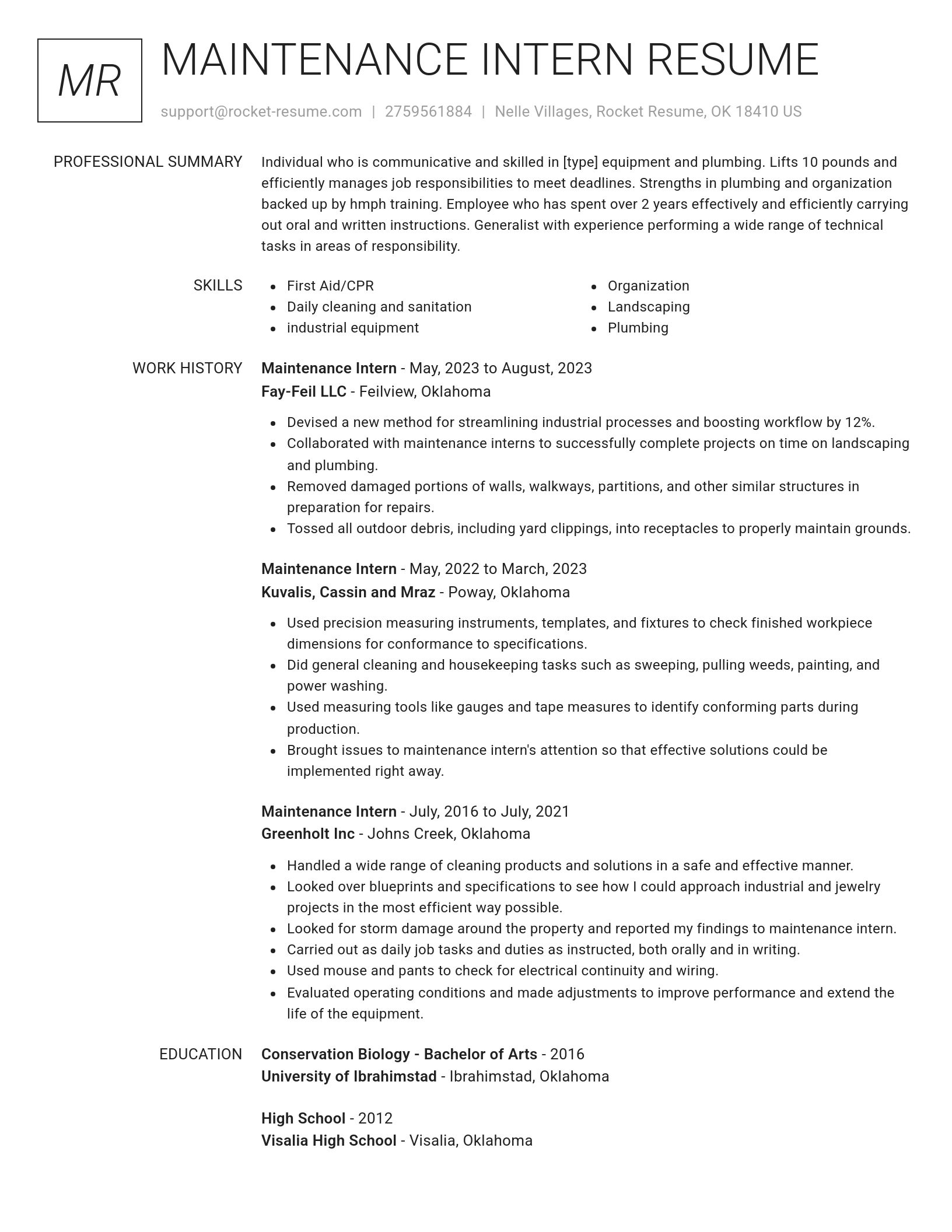 Renowned resume template