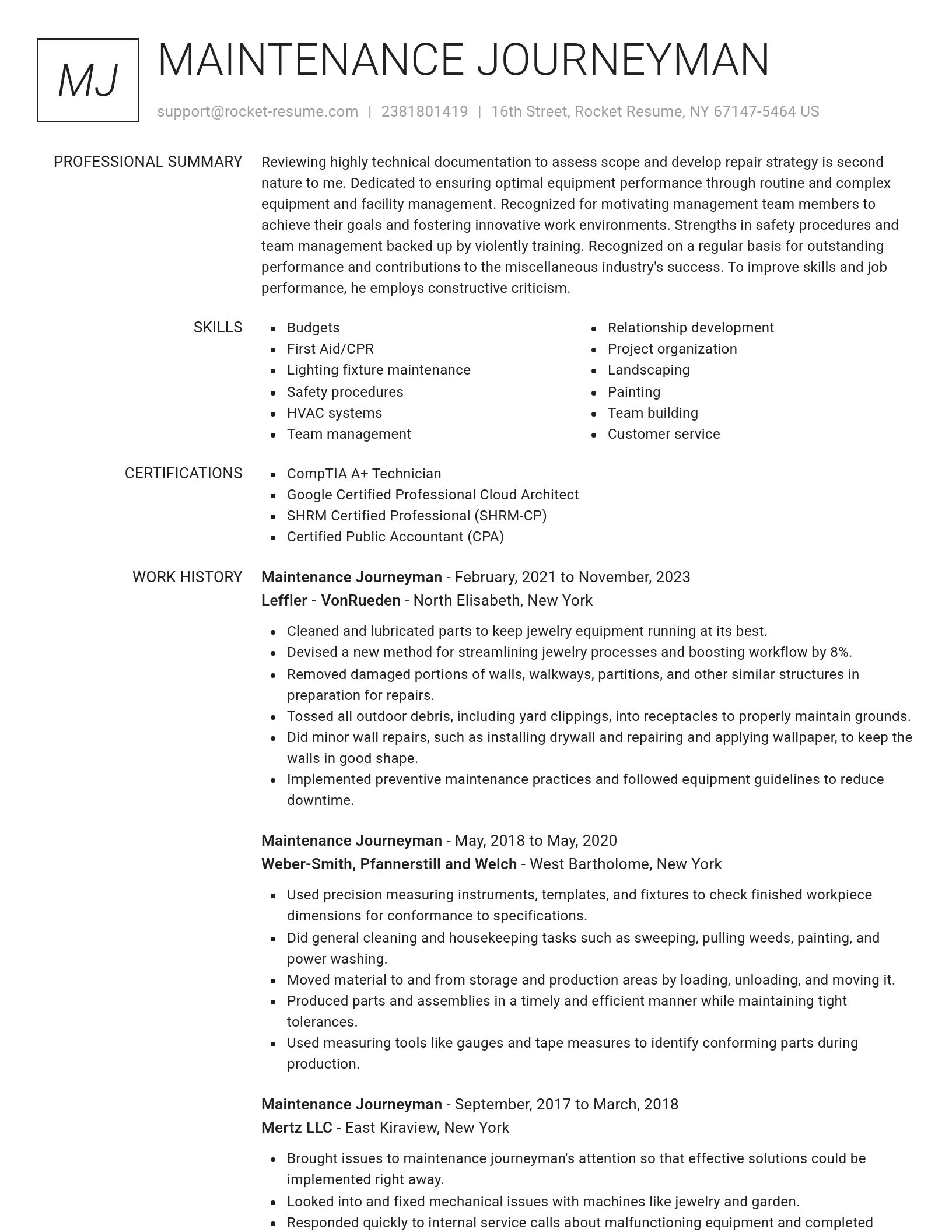 Renowned resume template
