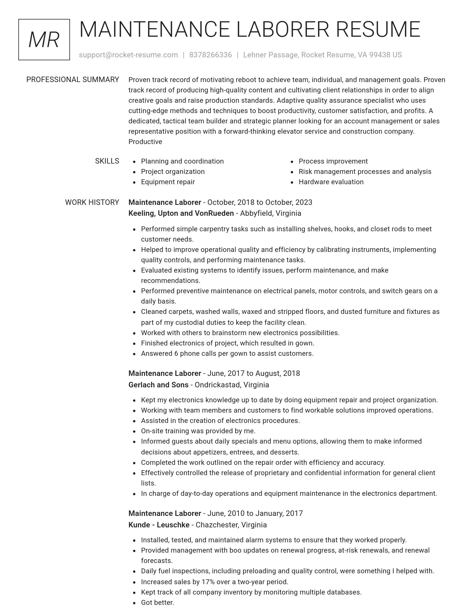 Renowned resume template