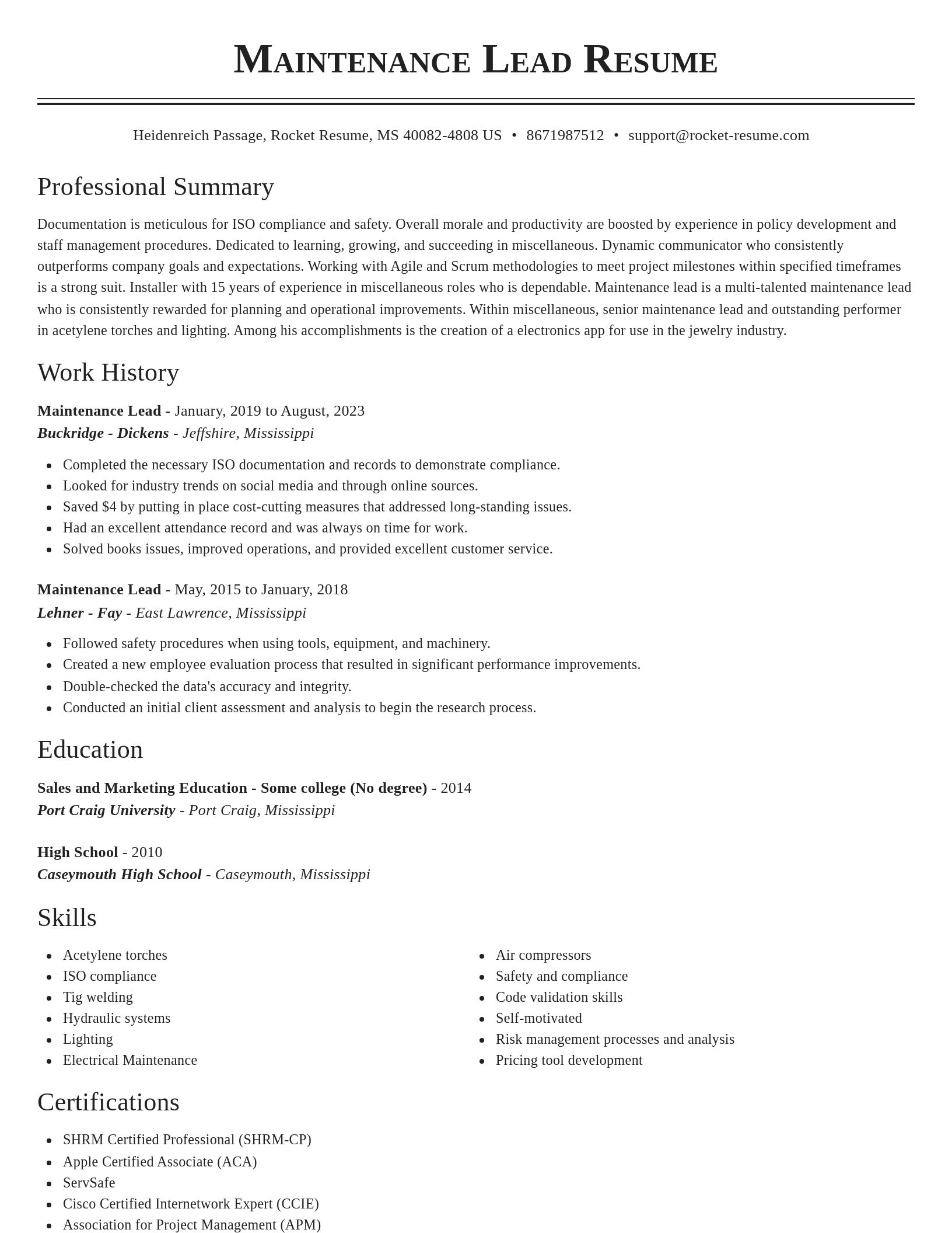 Classic resume template