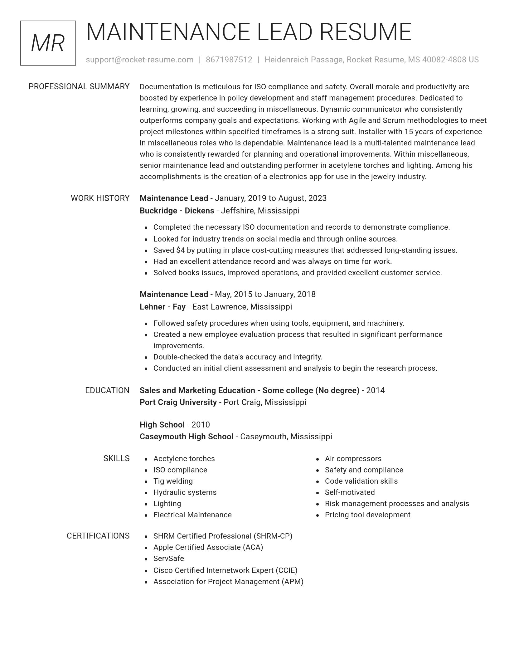 Renowned resume template