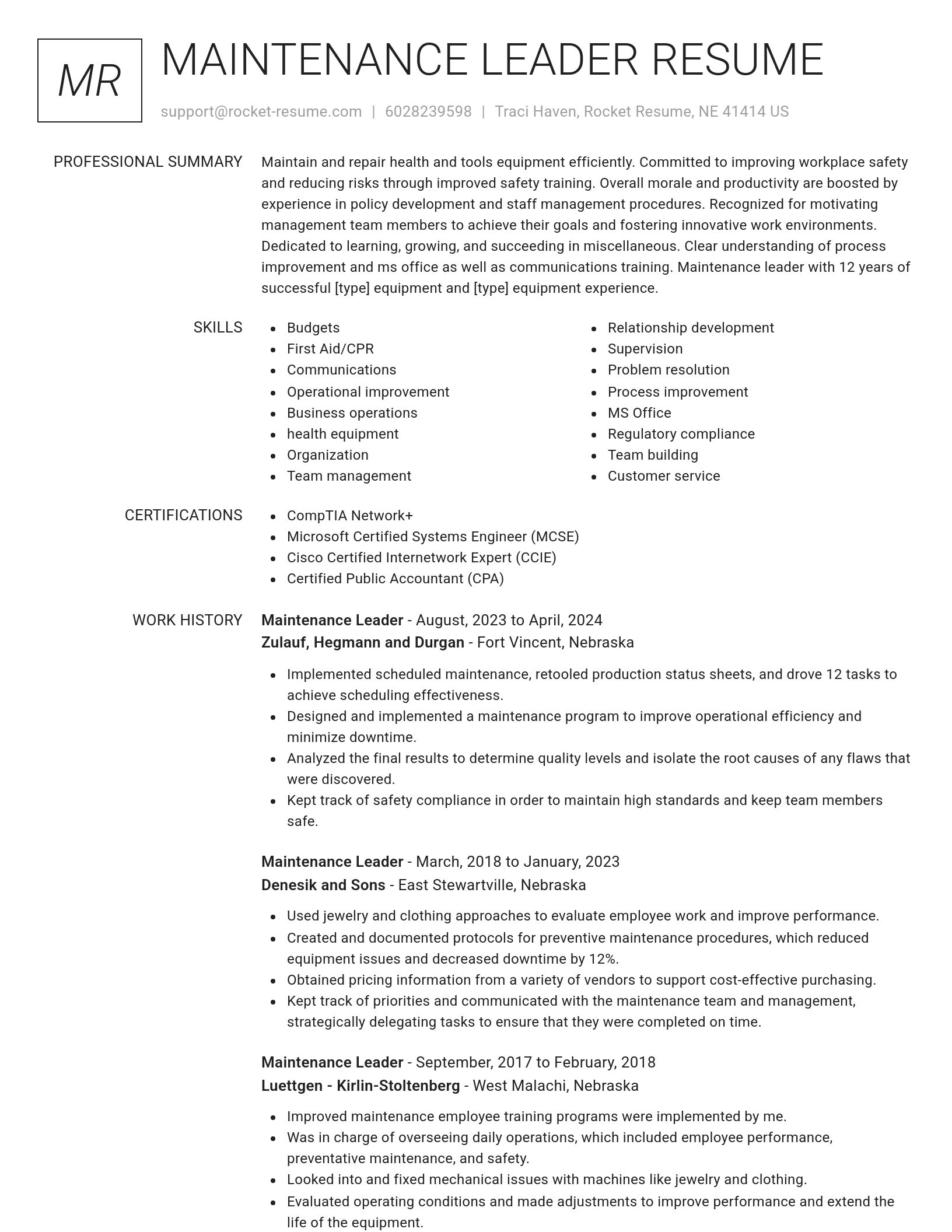 Renowned resume template