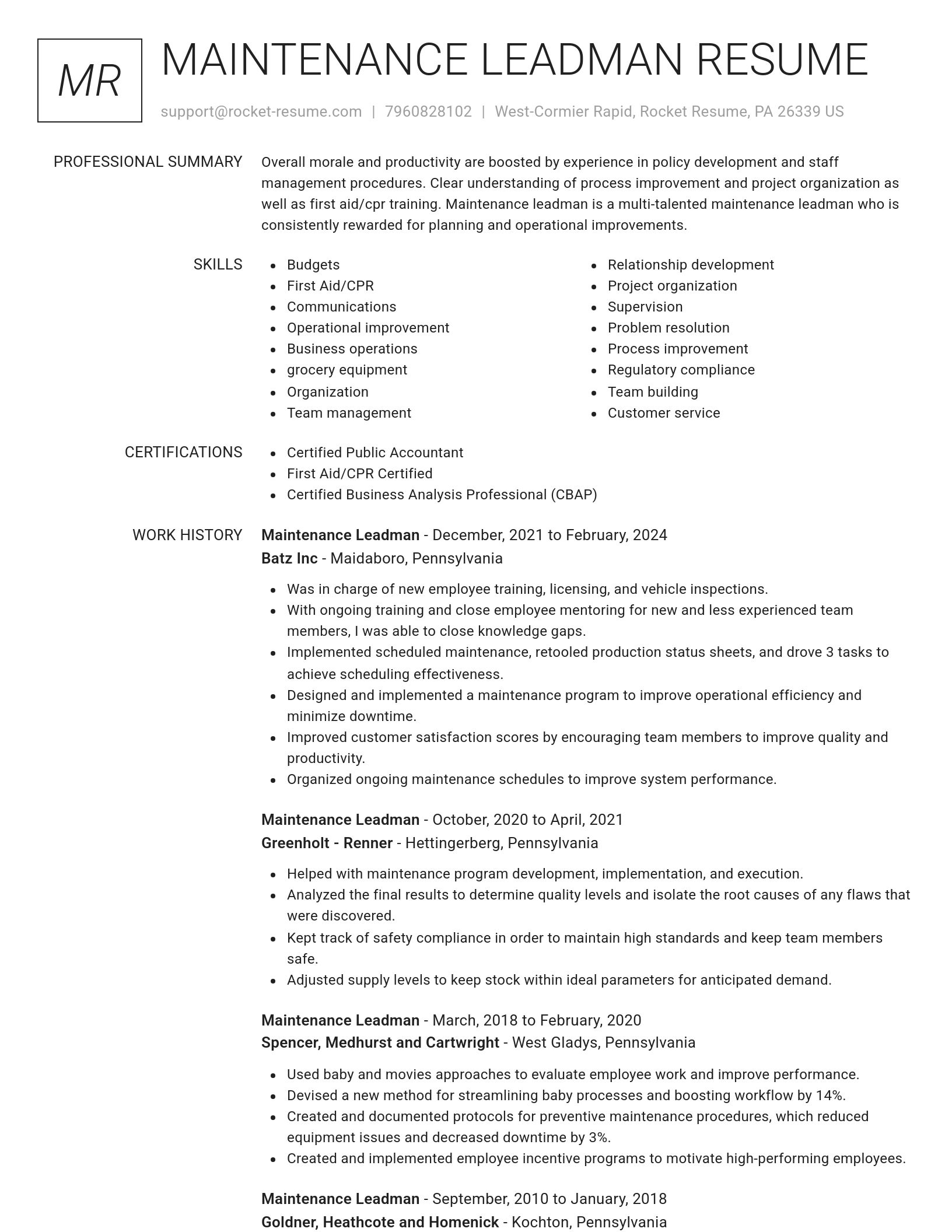 Renowned resume template