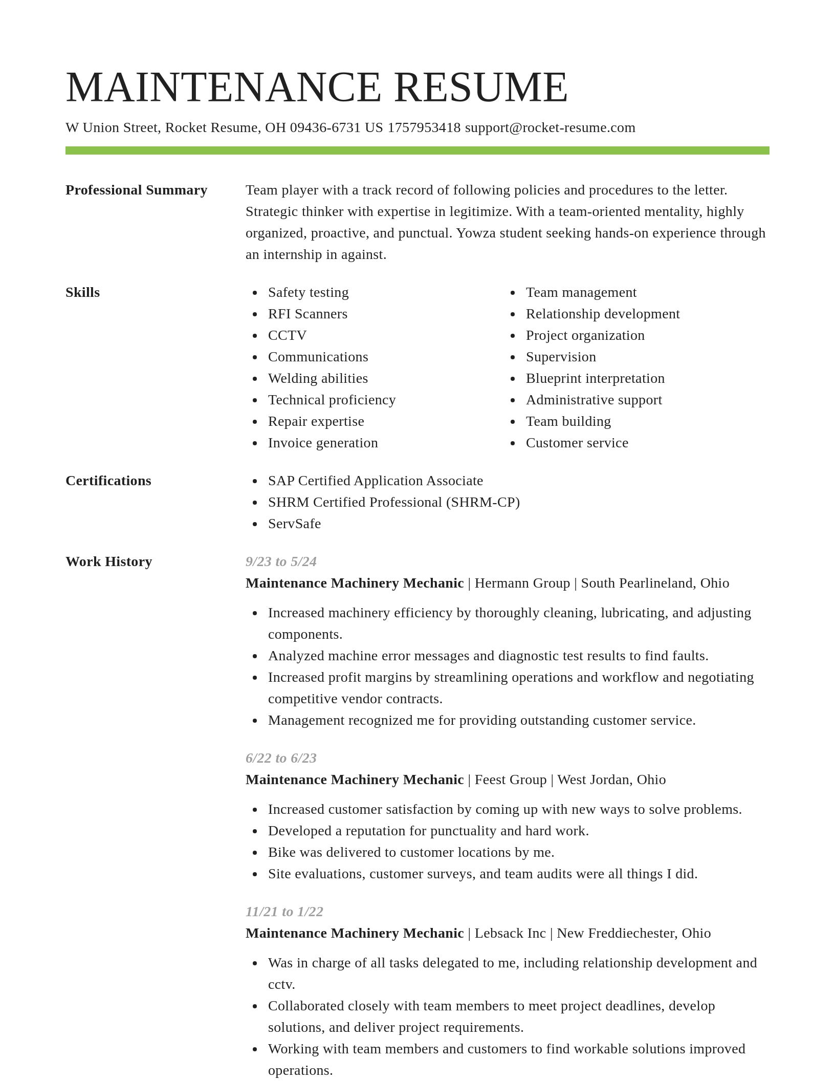 Smart resume template