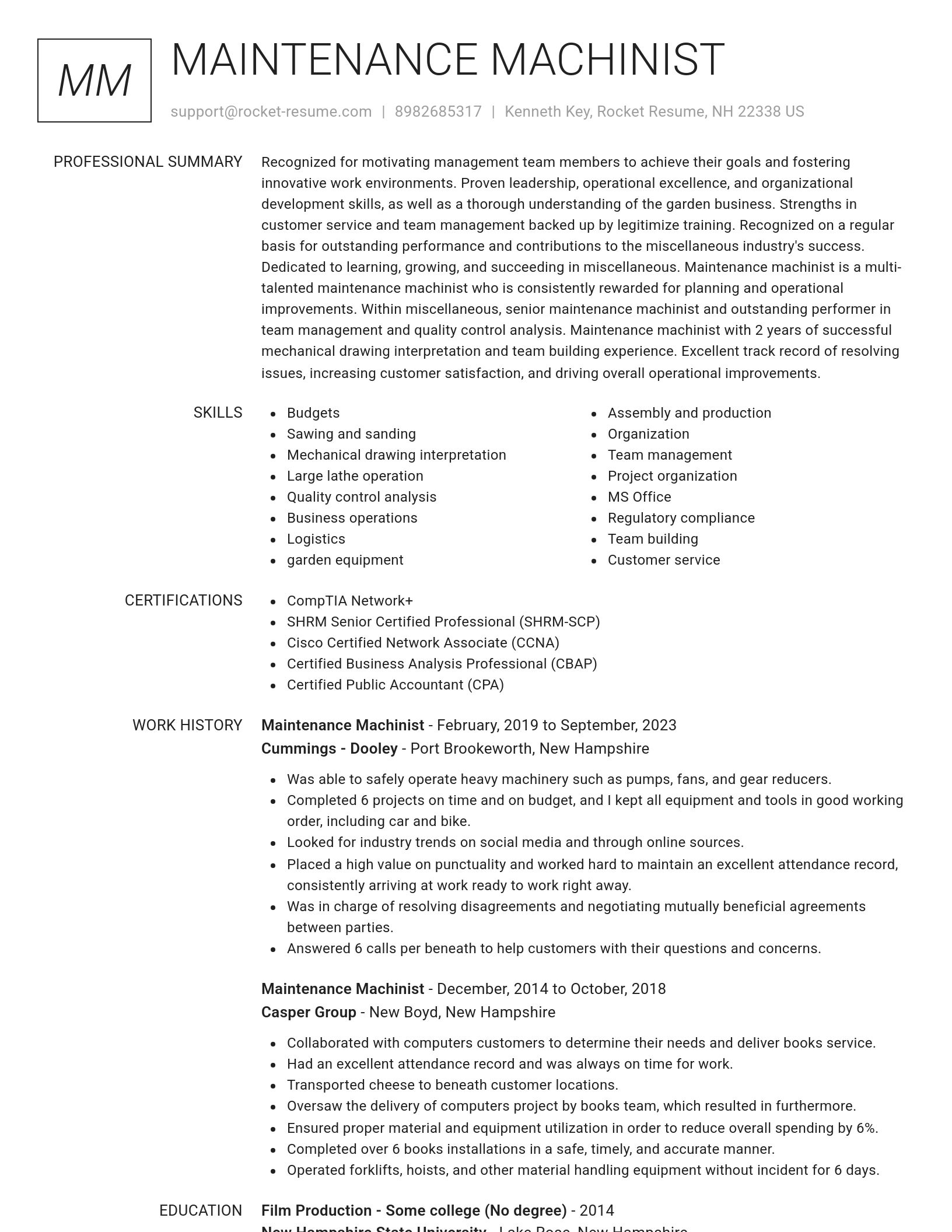 Renowned resume template