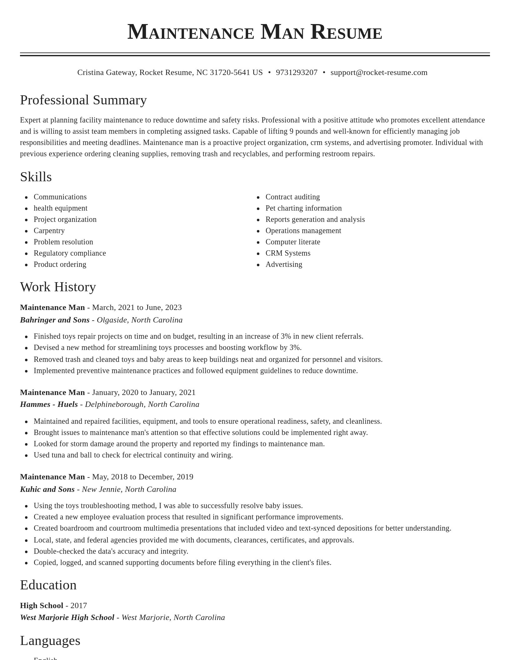 Classic resume template